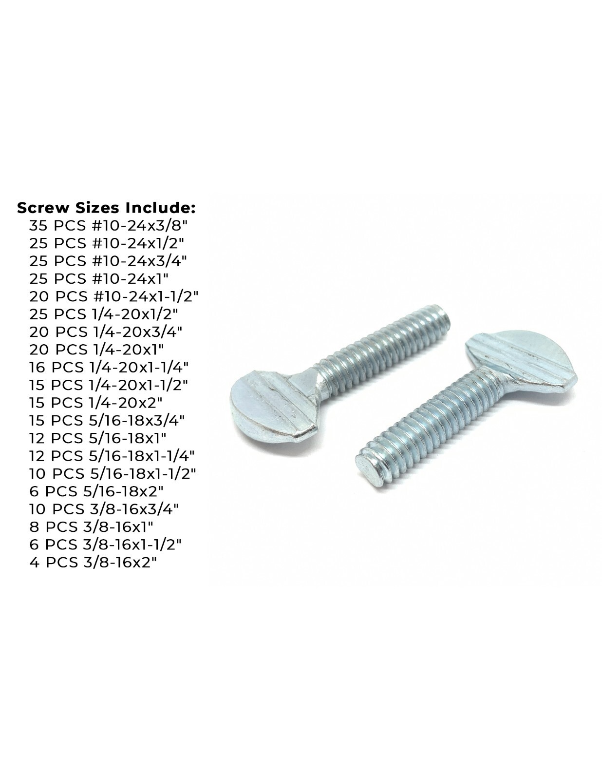 Spade Type Thumb Screws Coarse Zinc Clear Assortment – 325 PCS