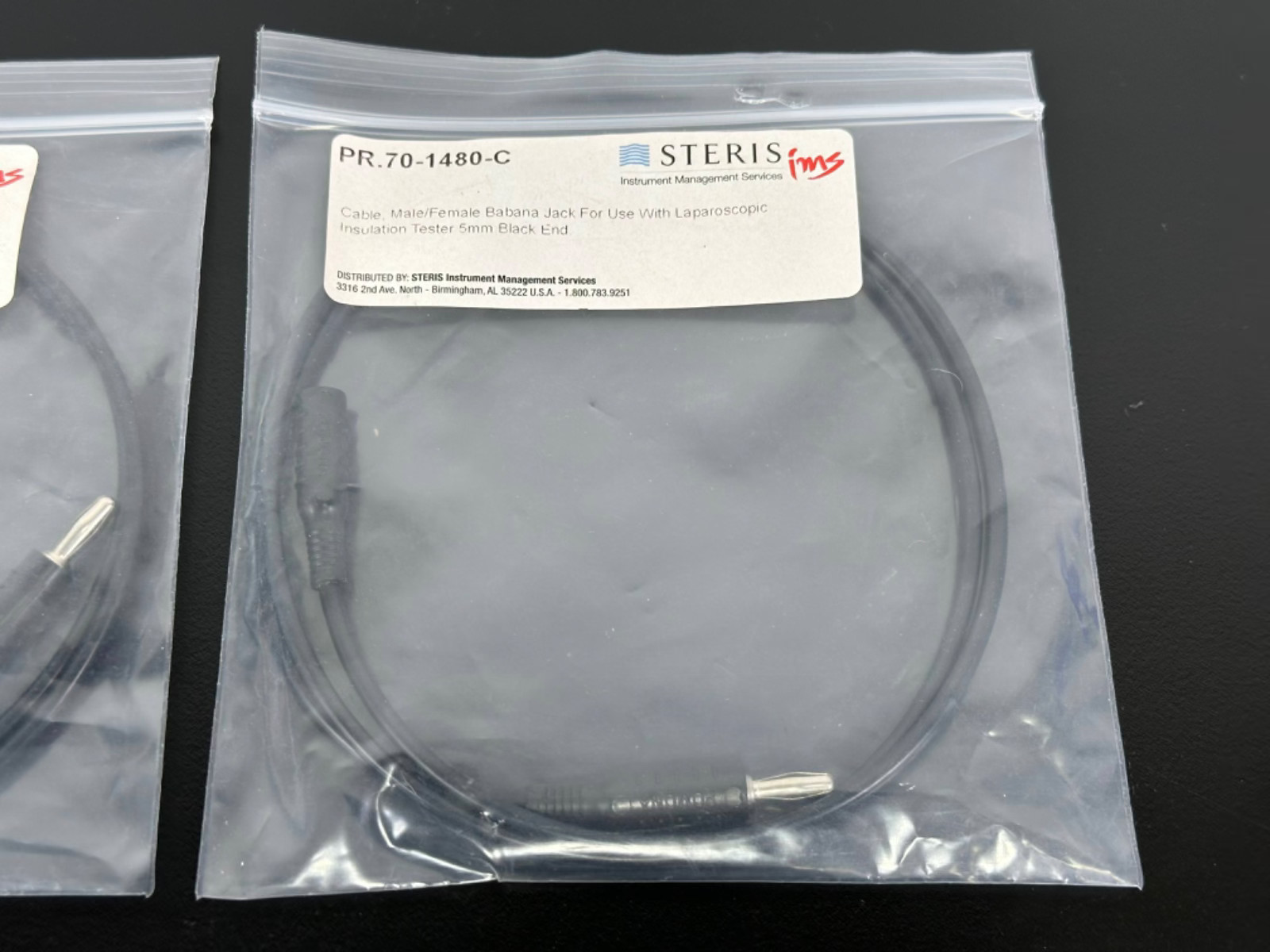 Lot of 2 STERIS IMS PR.70-1480-C Male/Female Banana Jack Cable Laparoscopic Test