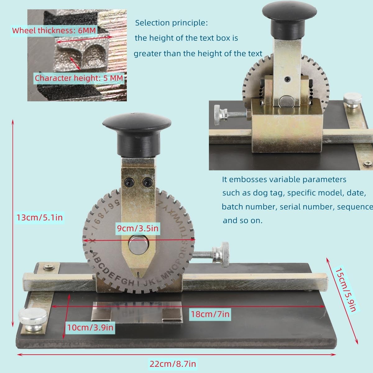 Metal Stamping Marking Machine Manual Plate Stamping Printer Dog Tag Embosser