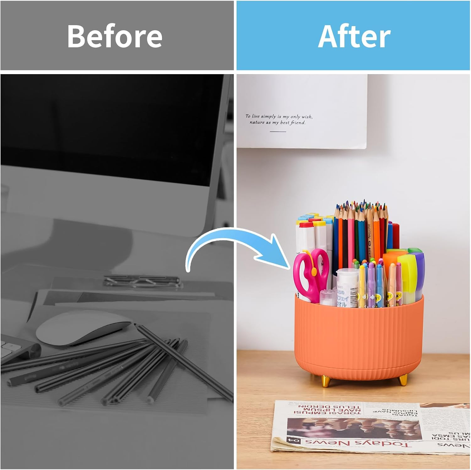 Desk Organizer, 360-Degree Rotating Pen Holder, Desk Organizers and Accessories
