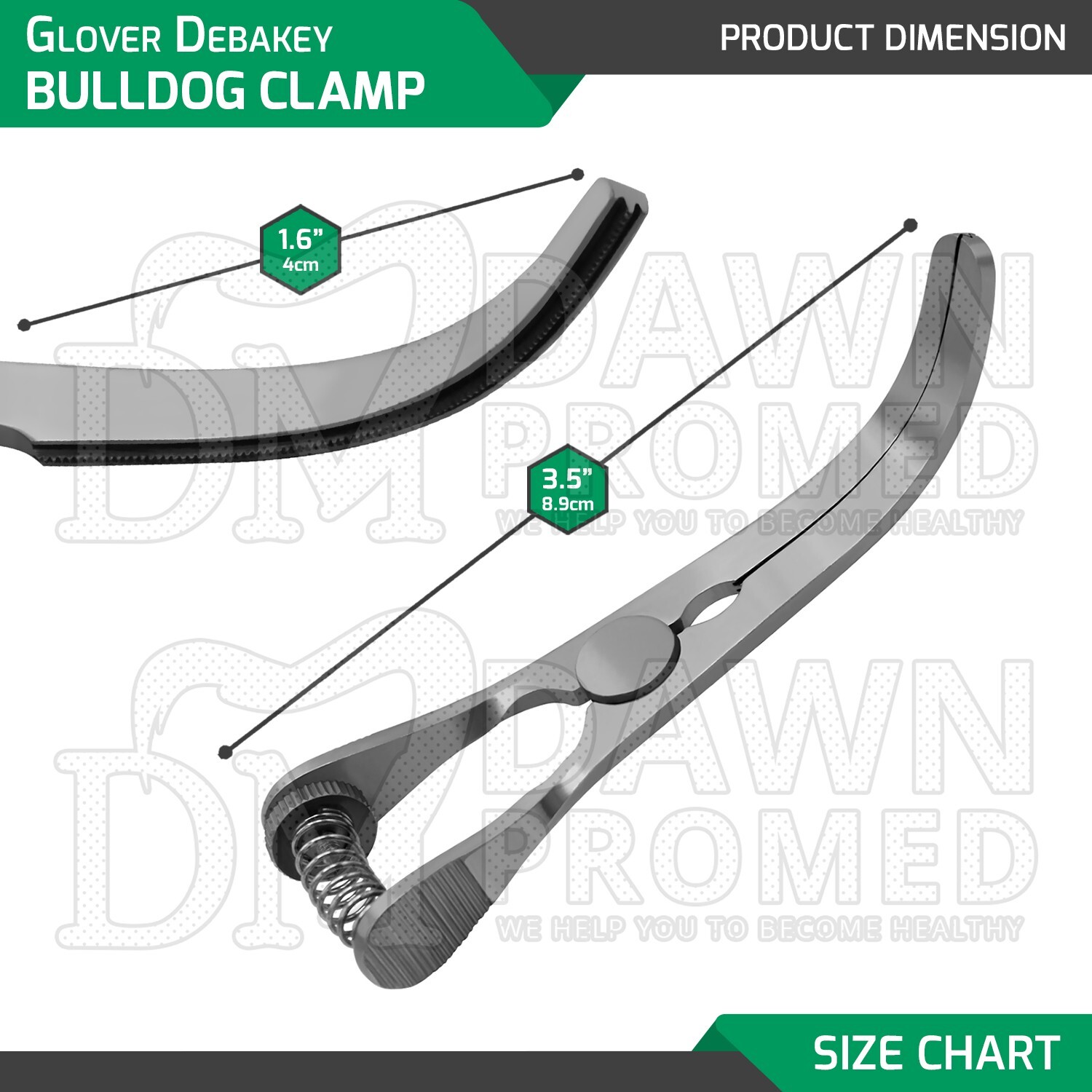 Glover Atraumatic Debakey Bulldog Clamp 3.5” Curved 4cm Jaw Surgical Instrument