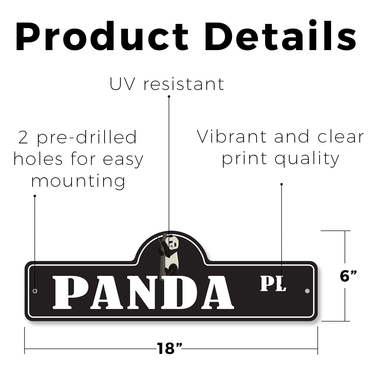 Panda (3 Pack) Plastic Street Sign Crossing Warning Vintage Rustic Beware