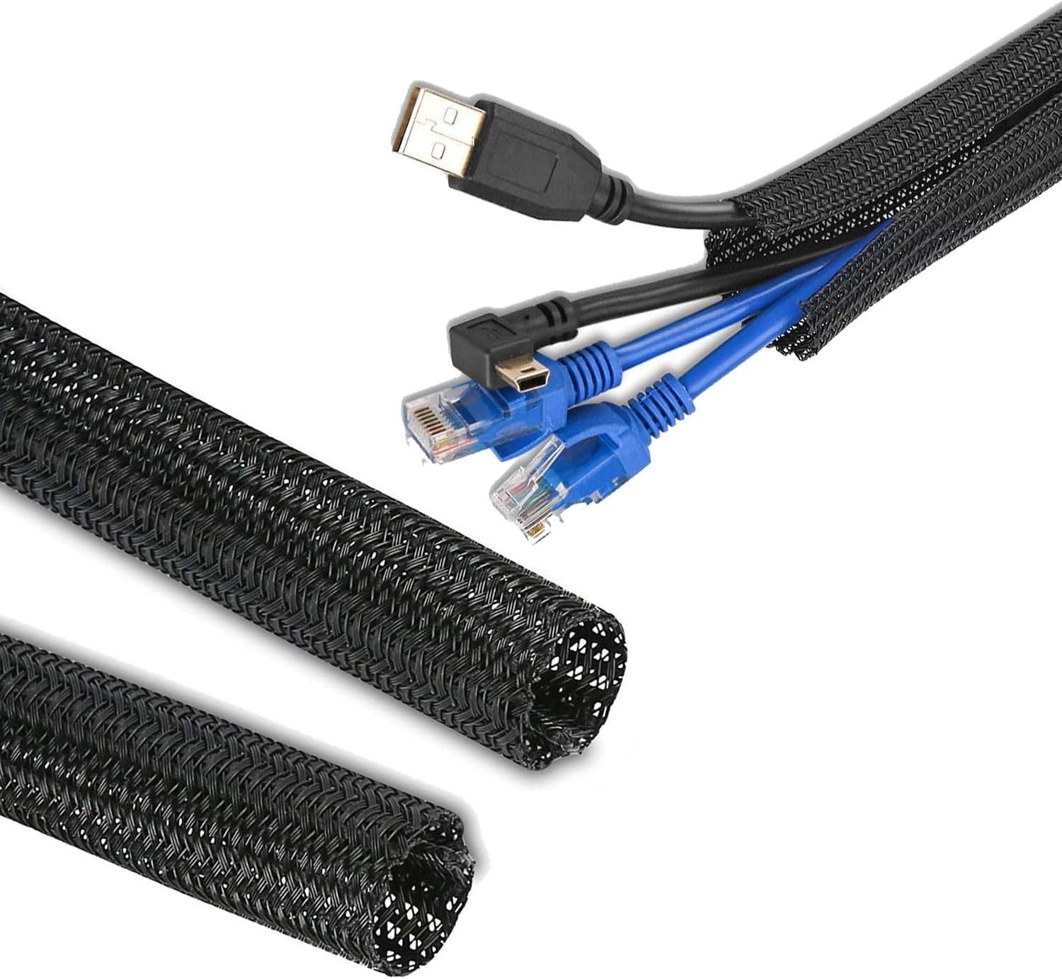 Braided Split Sleeving Wire Loom Tubing Cable insulated Sleeve Cord Protector