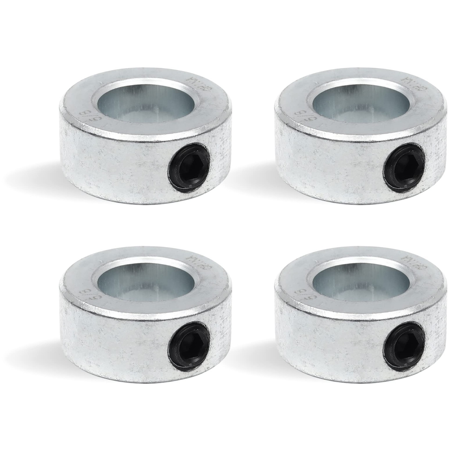 (4-Pack) 5/8” Bore Solid Steel Shaft Collars with Zinc Plated Coating – Durab…