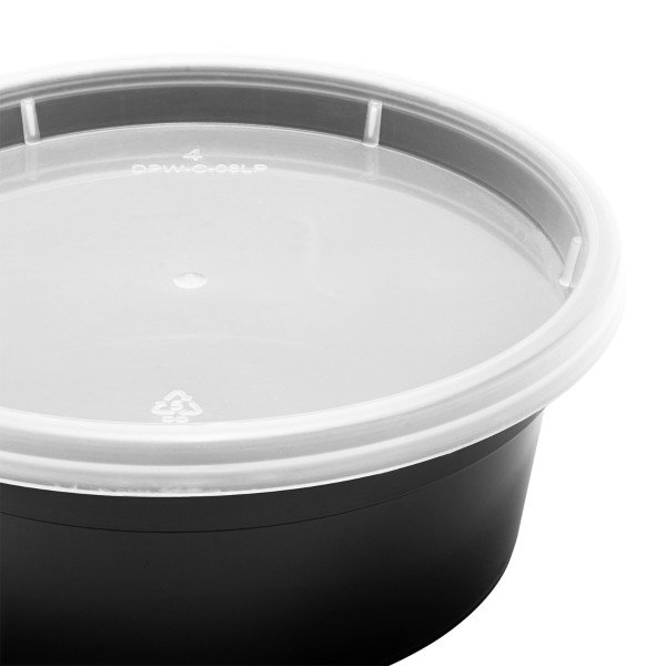 Karat 8 oz Black PP Injection Molded Round Deli Containers with Lids – 240 Sets