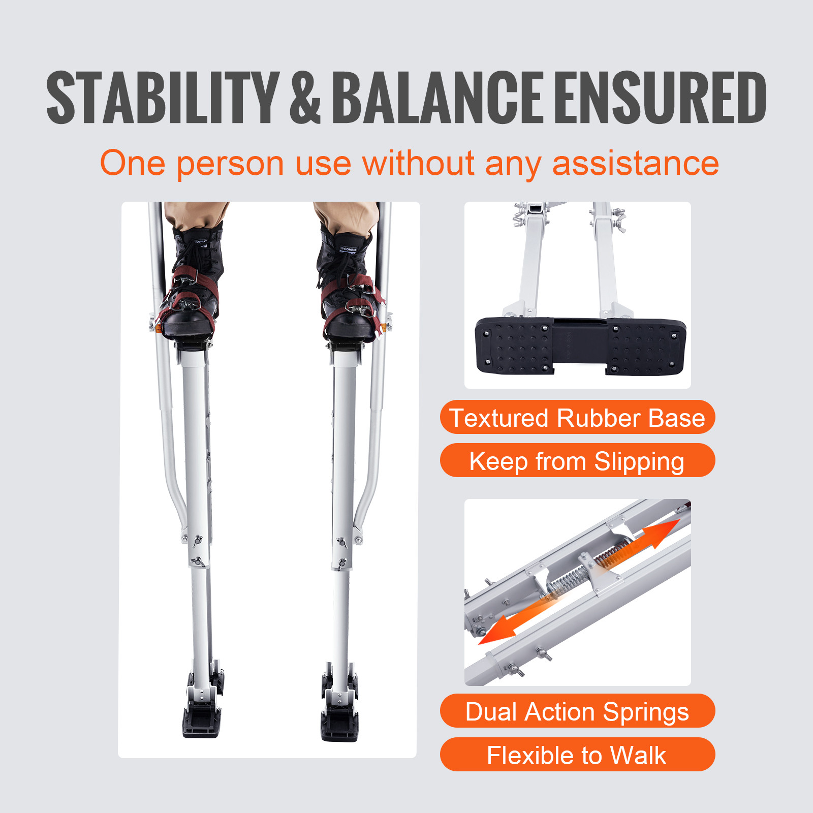 VEVOR 36-50 Inch Drywall Stilts Aluminum Tool Stilt for Painting Painter Taping