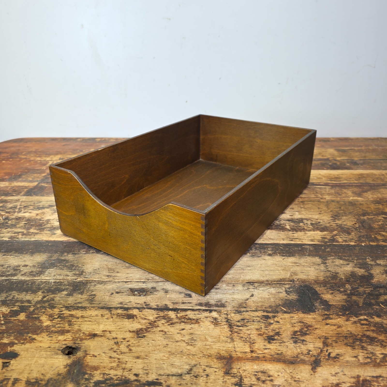 Vintage Walnut Deep Desk Tray / Document Organizer (1950s-1960s) 4.25″H