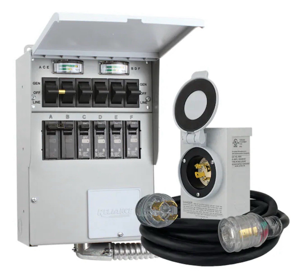 Reliance 306LRK 30Amp BackUp Power Manual Transfer Switch PreWired 6 Circuit Kit