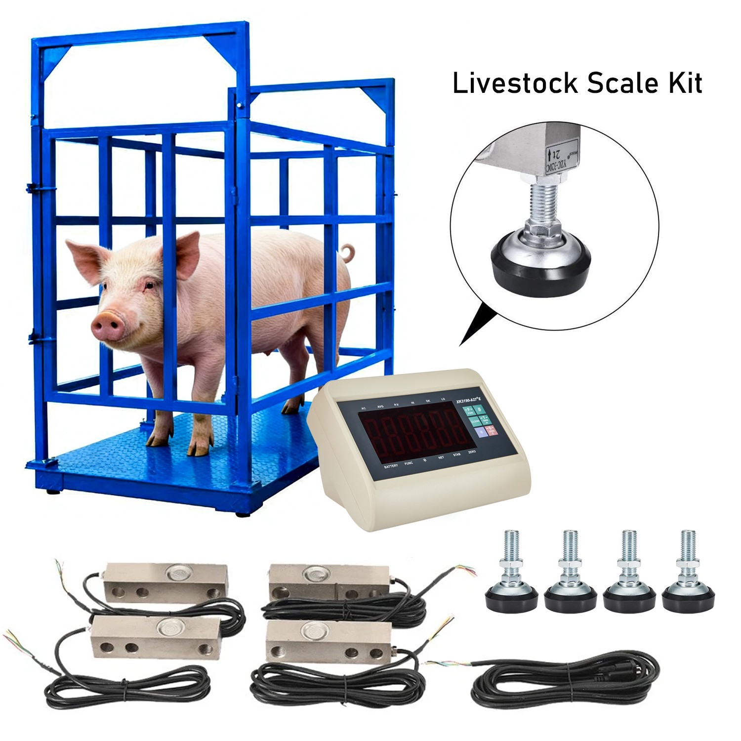 Livestock Scale 10000LBS capacity with High Precision Indicator Floor Scale kit