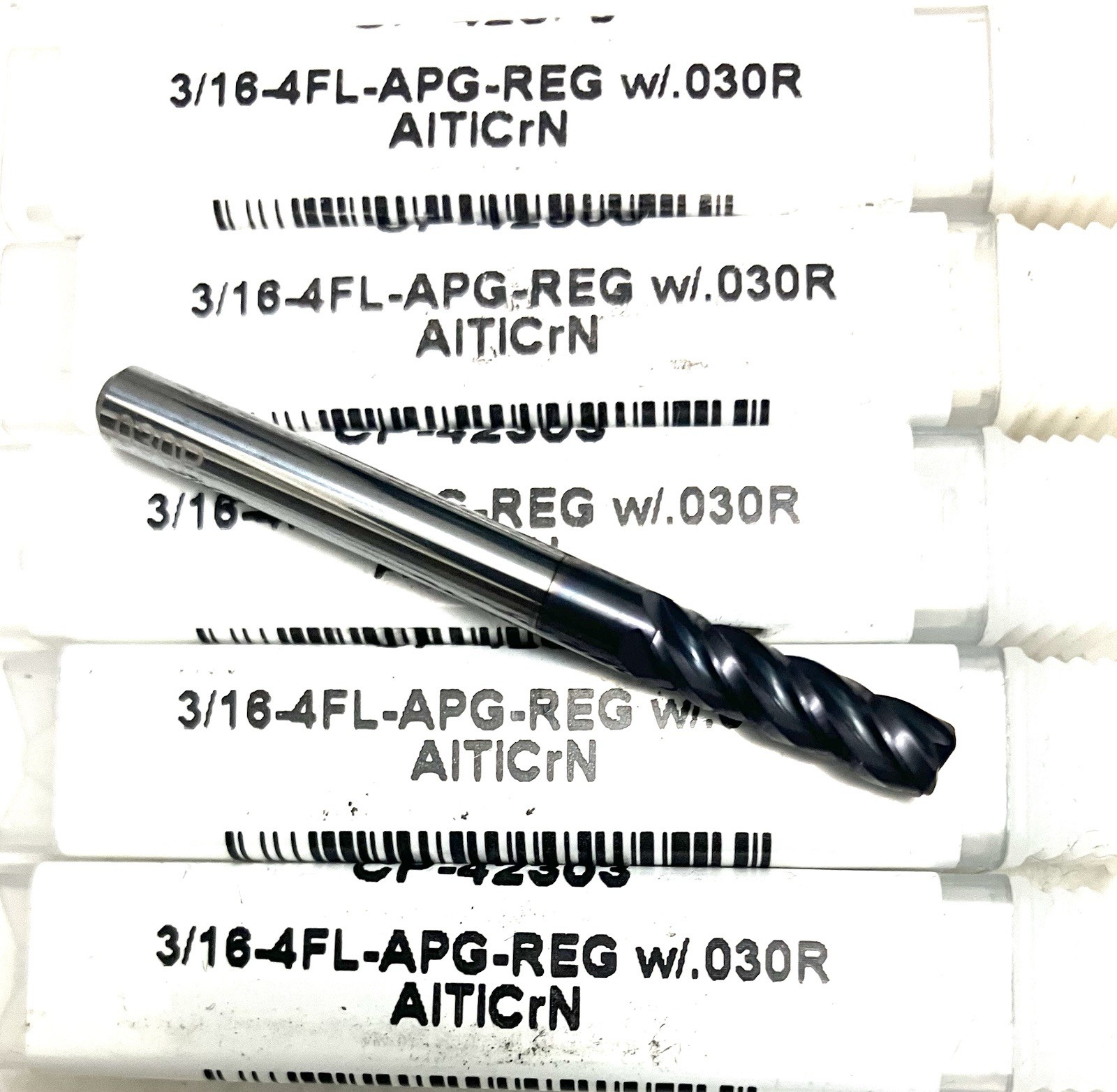 Carbide Plus 3/16 4FL Corner Radius End Mill .03R Solid Carbide AlTiCrN 5/8″ LOC