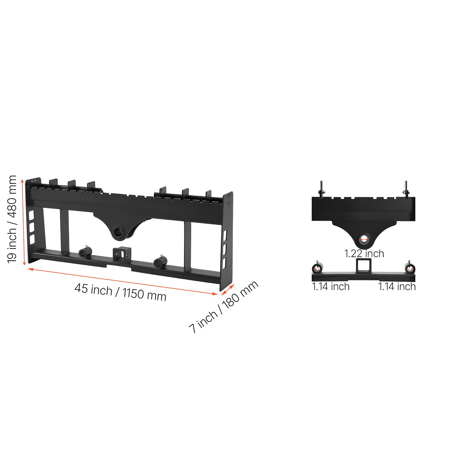 Uimoso 45″ Skid Steer Pallet Frame with Hitch Receiver and Spear Sleeves 4000lbs