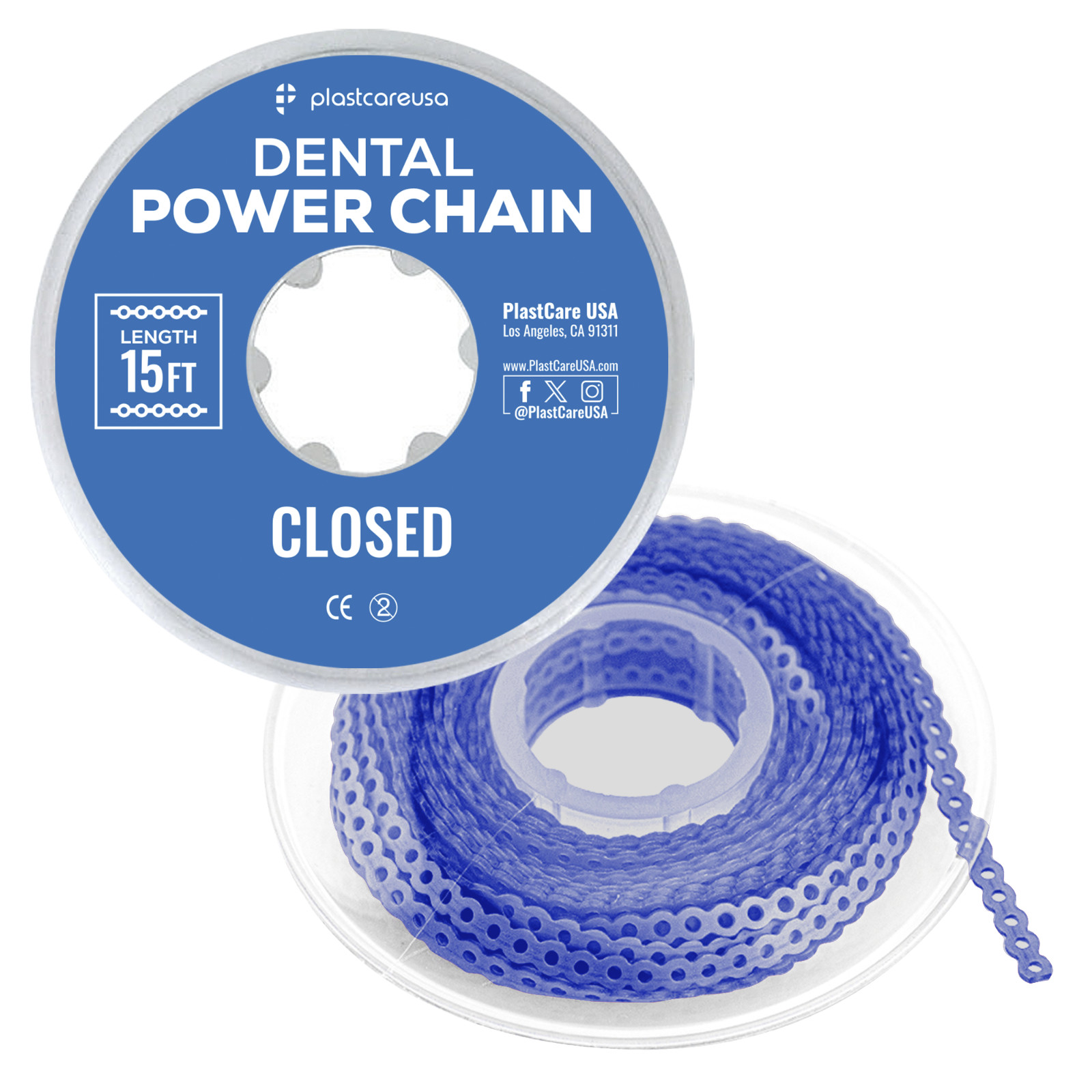Dark Blue Closed Dental Orthodontic Power Chain 15 ft Elastic Ligature Braces