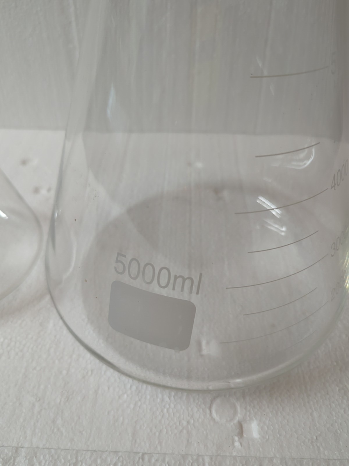 |LOT OF 2 | 5000ml & 1000ml Lab Glass Erlenmeyer Flasks Conical Bottle VGUC