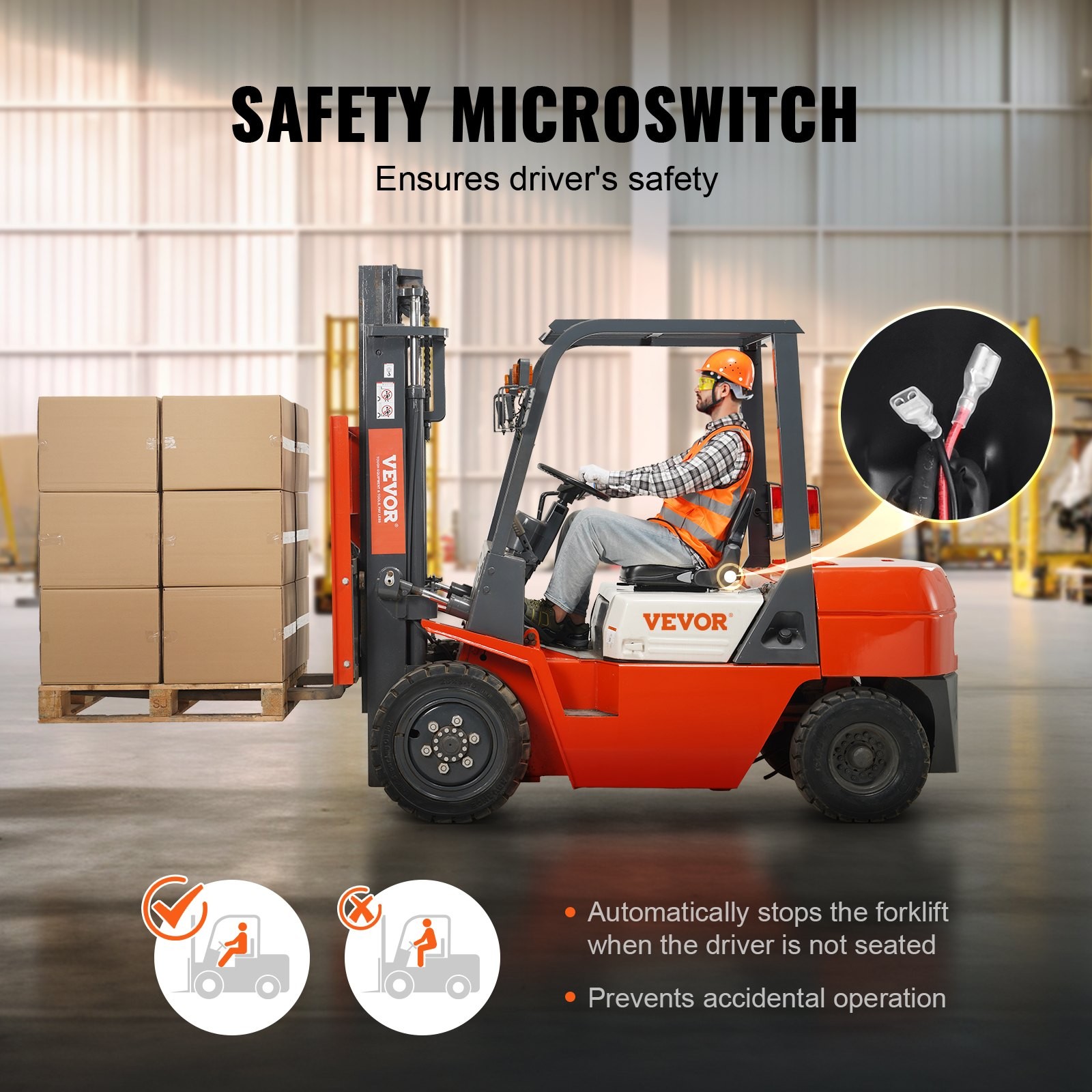 Universal Forklift Seat, Fold Down Tractor Seat with Adjustable Angle Back and M