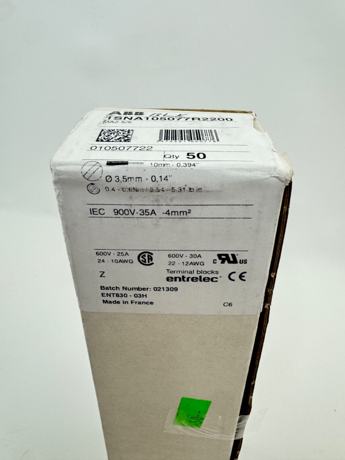 Entrelec 1SNA105077R2200 MA2.5/5 22-12AWG Terminal Blocks QTY: 50