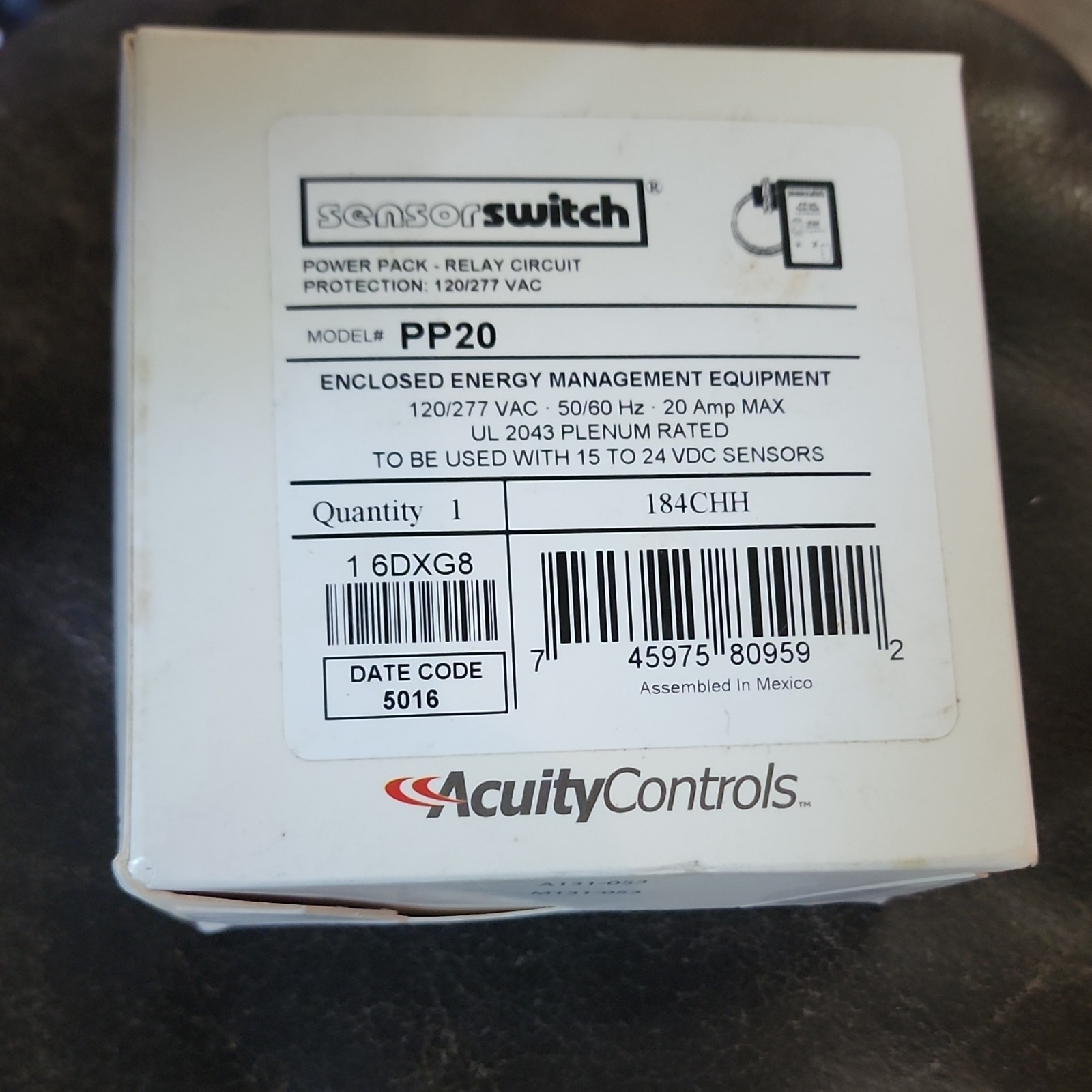 Sensor Switch PP20 Power Pack Power Relay SPST 120/277VAC 20A Surface Mount