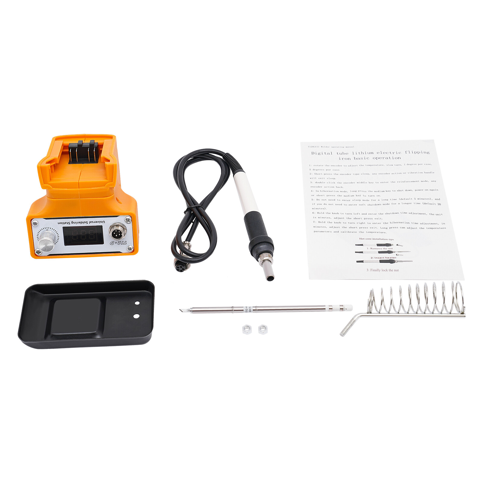 T12-D Digital Display Soldering Iron Station Kit w/Tip Holder& Long Handle Wire