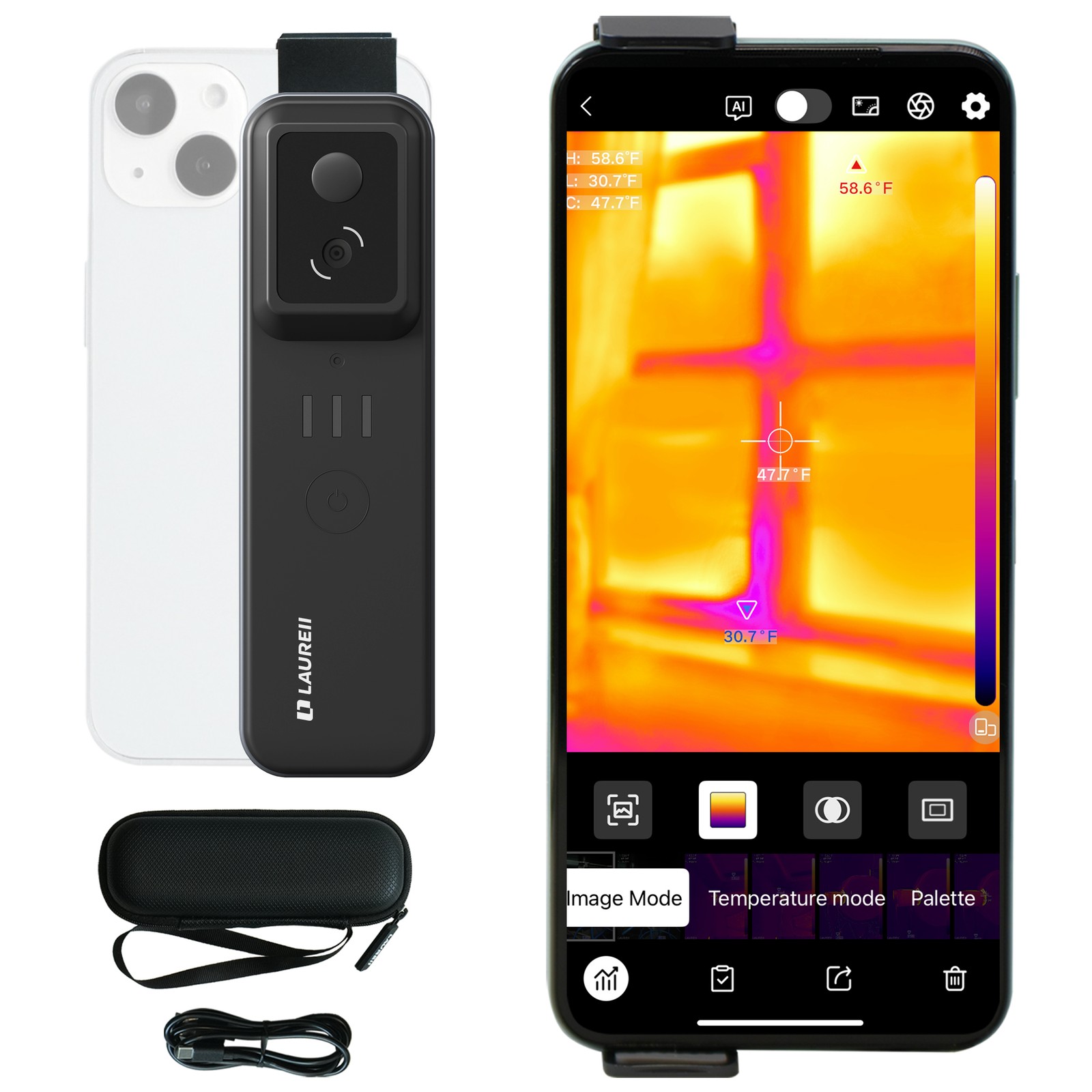 LAUREII Wireless Infrared Thermal Imager Camera TISR 512×384 Android & iOS Gift