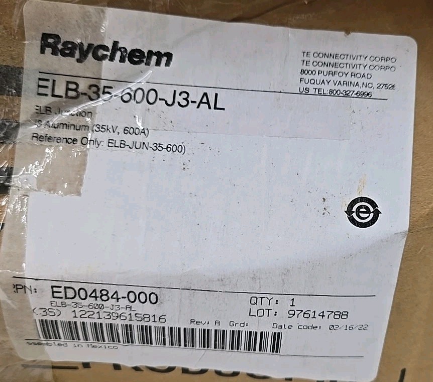 TE Connectivity ELB-35-600-J3-AL Tyco Raychem Deadbreak Junction 35kV 600A 3-PT