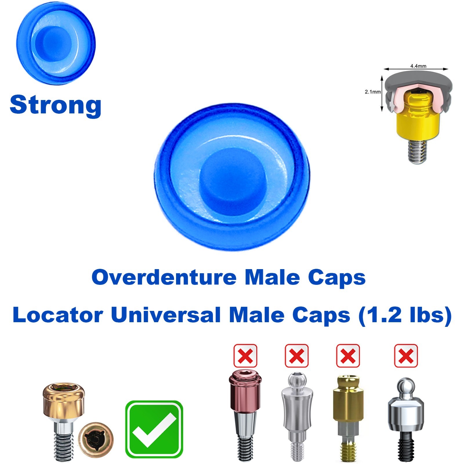 US Dental Overdenture Implant Strong Retention Caps For Locator Abutment Inserts