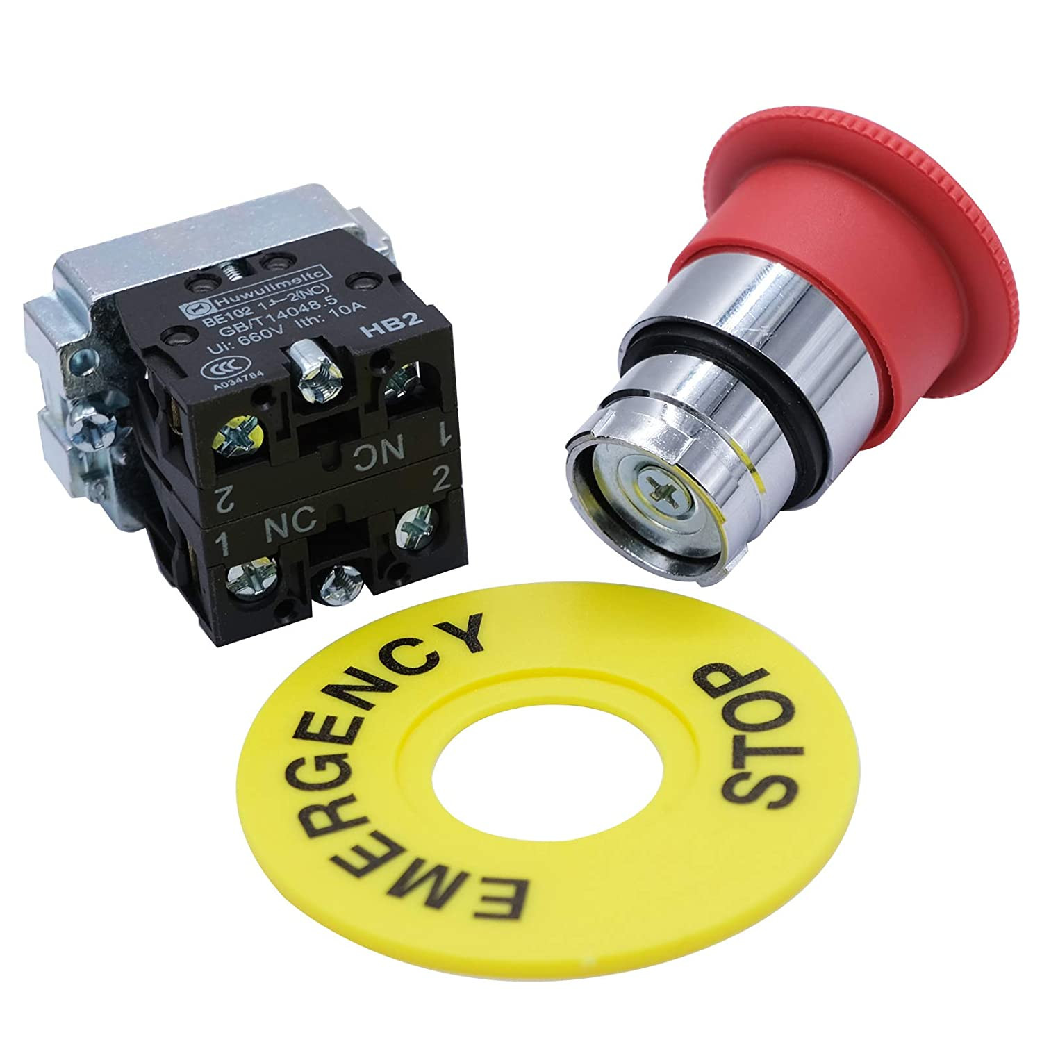 2NC 22Mm Emergency Stop Push Button Switch Red Mushroom Equipment E Sto