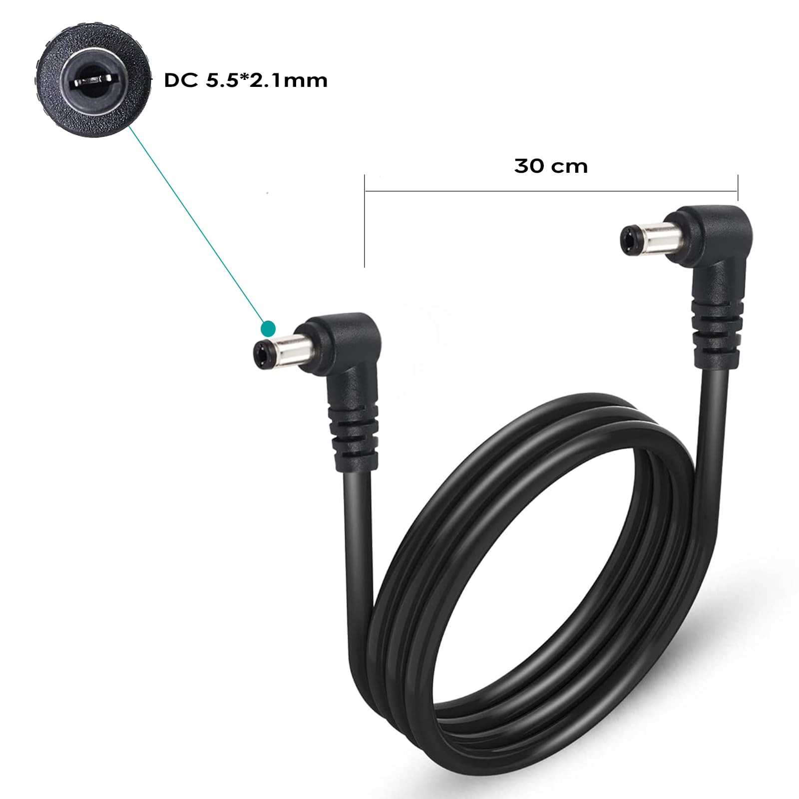 AYCRIT Guitar Pedal Power Cable Right Angle 12Inch 30CM, 5.5 x 2.1mm Power Le…
