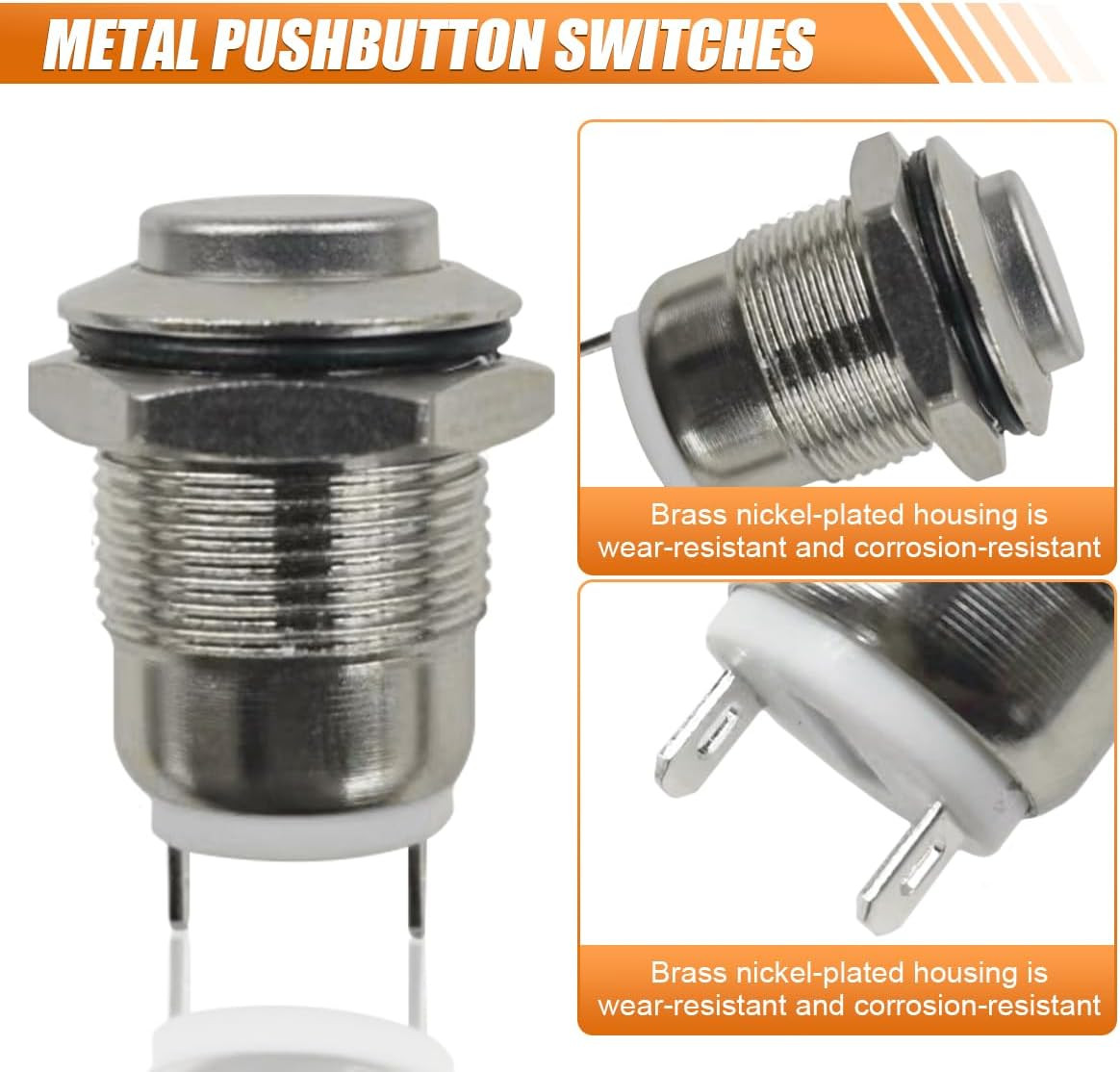 10PCS 12Mm Momentary Push Button Switch, Waterproof 1A 1.5V-250V Power