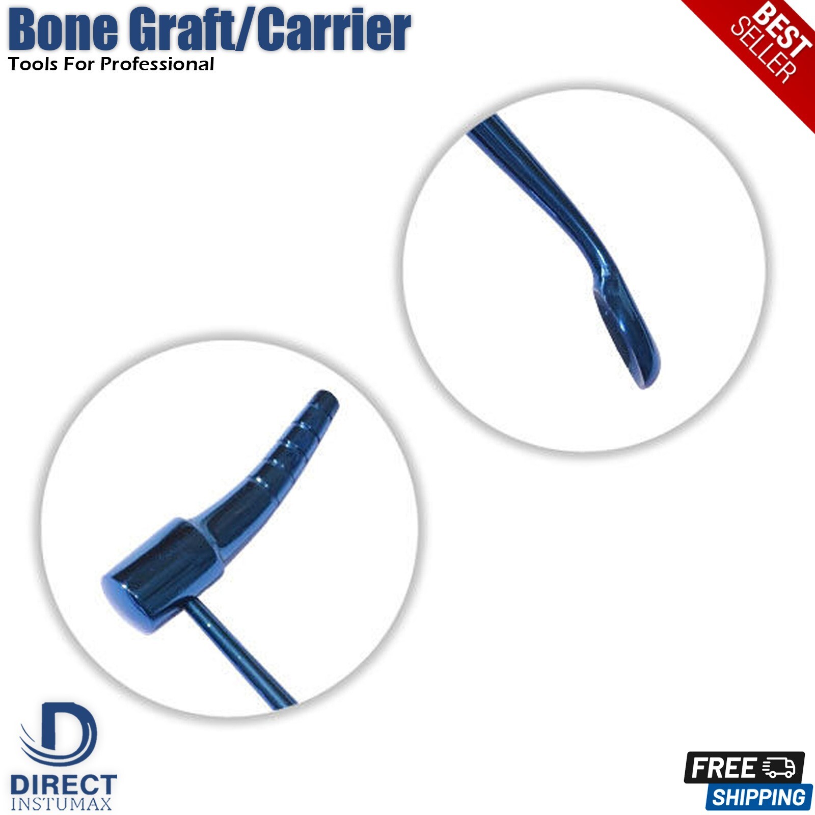 Bone Graft Carrier Titanium Coated Blue Amalgam Pluggers Implant Periotomes