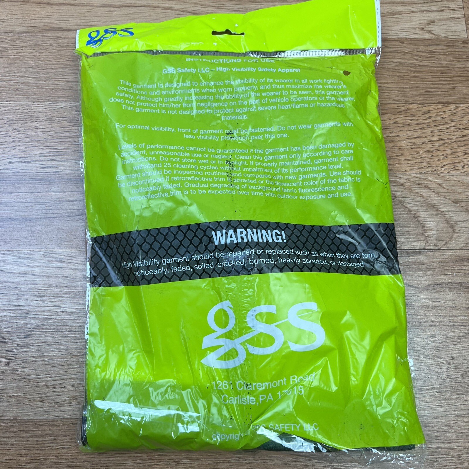GSS Safety Vest 3136 Dark Green Zip Front High Visibility Size L/XL NEW