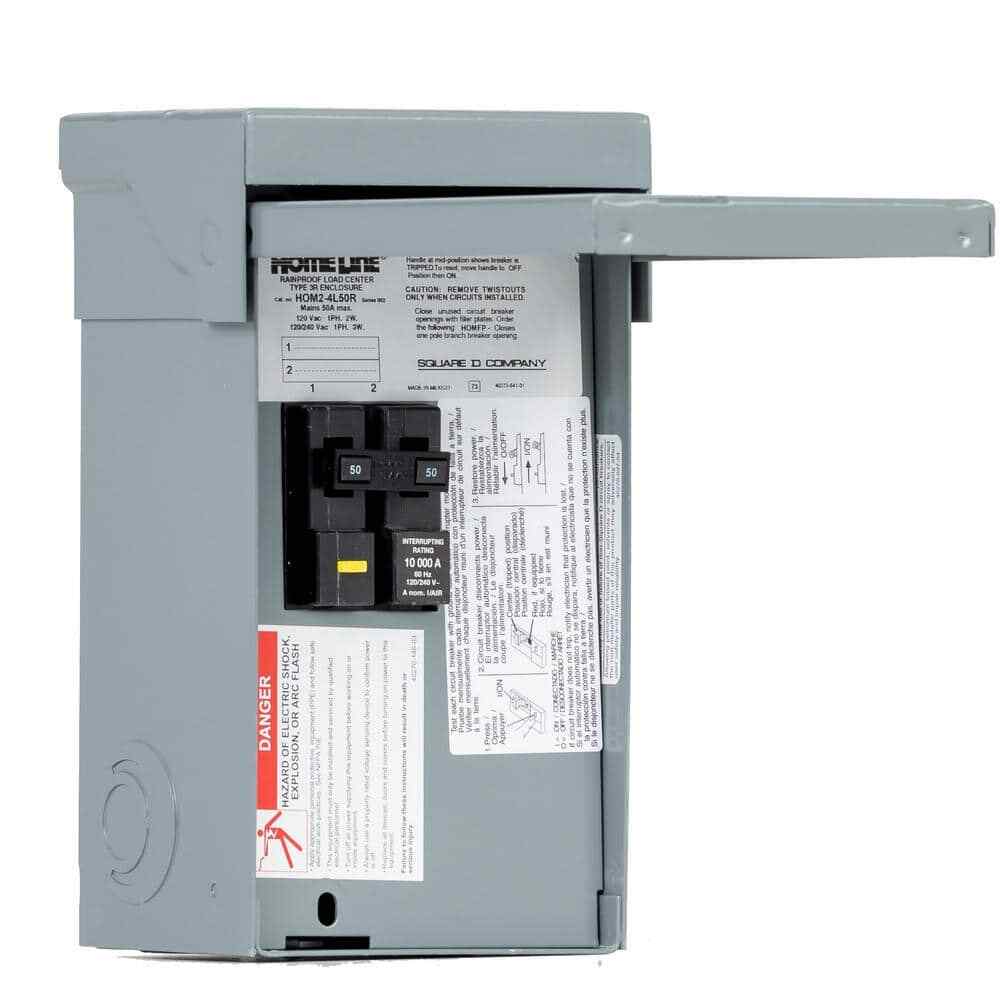 Spa Pool Panel Homeline 50 Amp 2-Space Outdoor 4-Circuit Main Lug Load Center