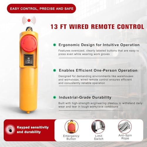 Electric Hoist 1320Lbs 110V with Remote Zinc Plated Wire