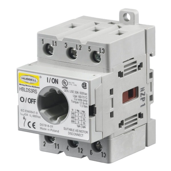 Hubbell Wiring Device-Kellems Hblds3rs Replacment Disconnect Switch,30A