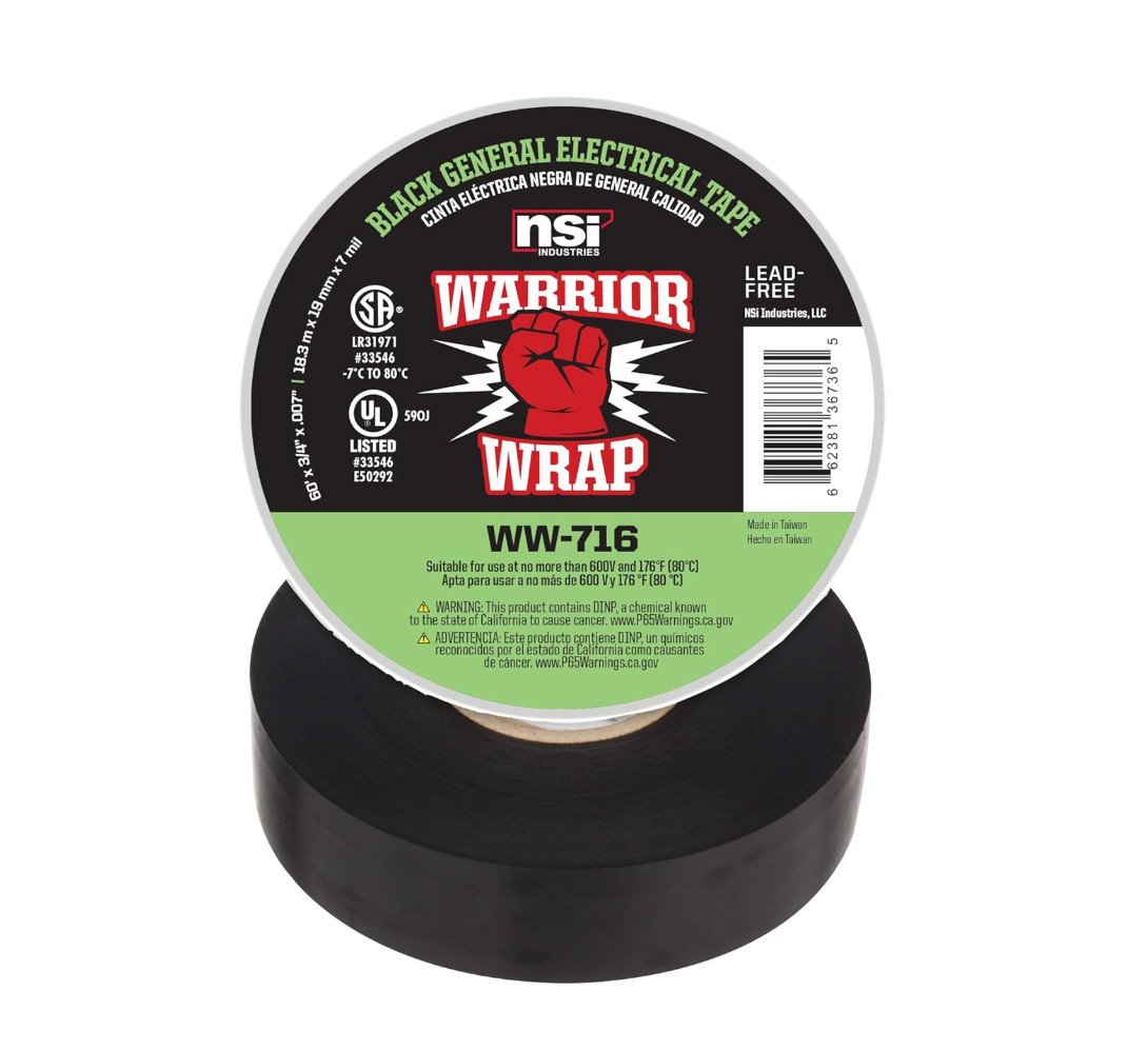 Warriorwrap General 3/4 In. X 60 Ft. 7 Mil Vinyl Electrical Tape, Black