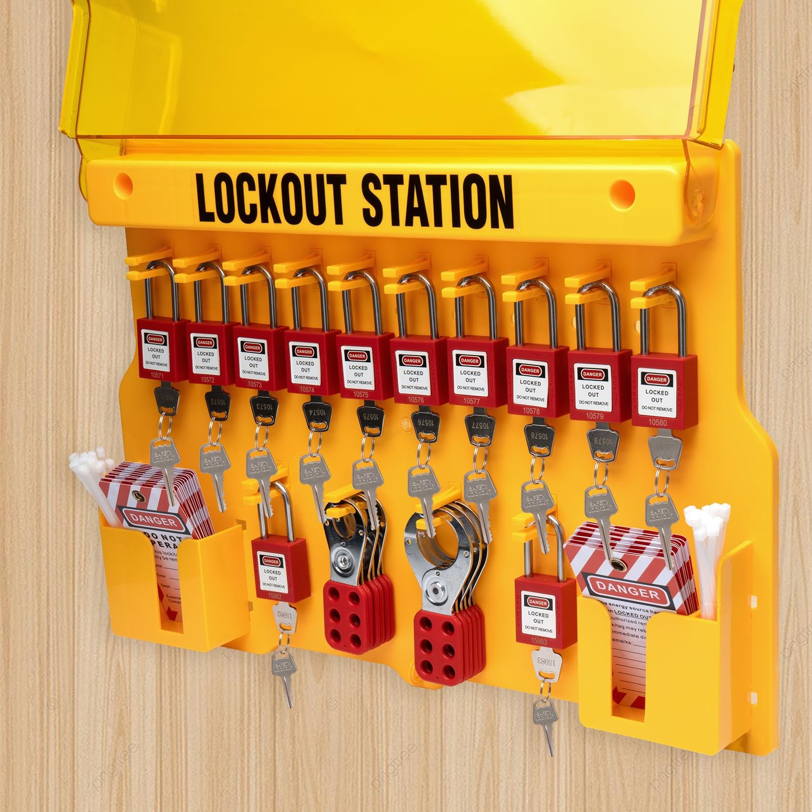 Lockout Tagout Station W/ Loto Devices Kit Board 12 Safety Padlocks 6 Hasps 49PC