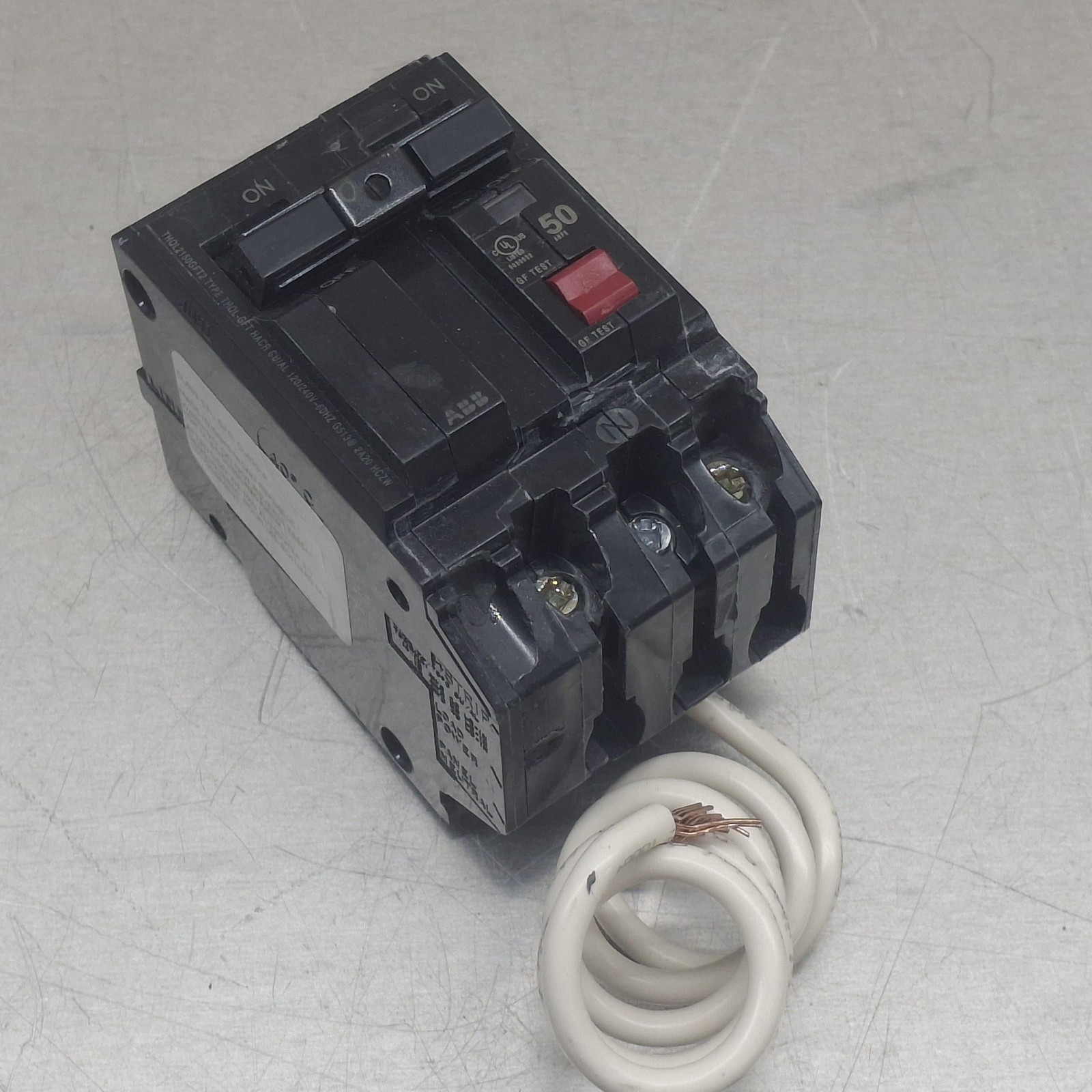 ABB THQL2150GFT2 GFCI Circuit Breaker 2-Pole 50A 120/240V AC Class A CU/AL