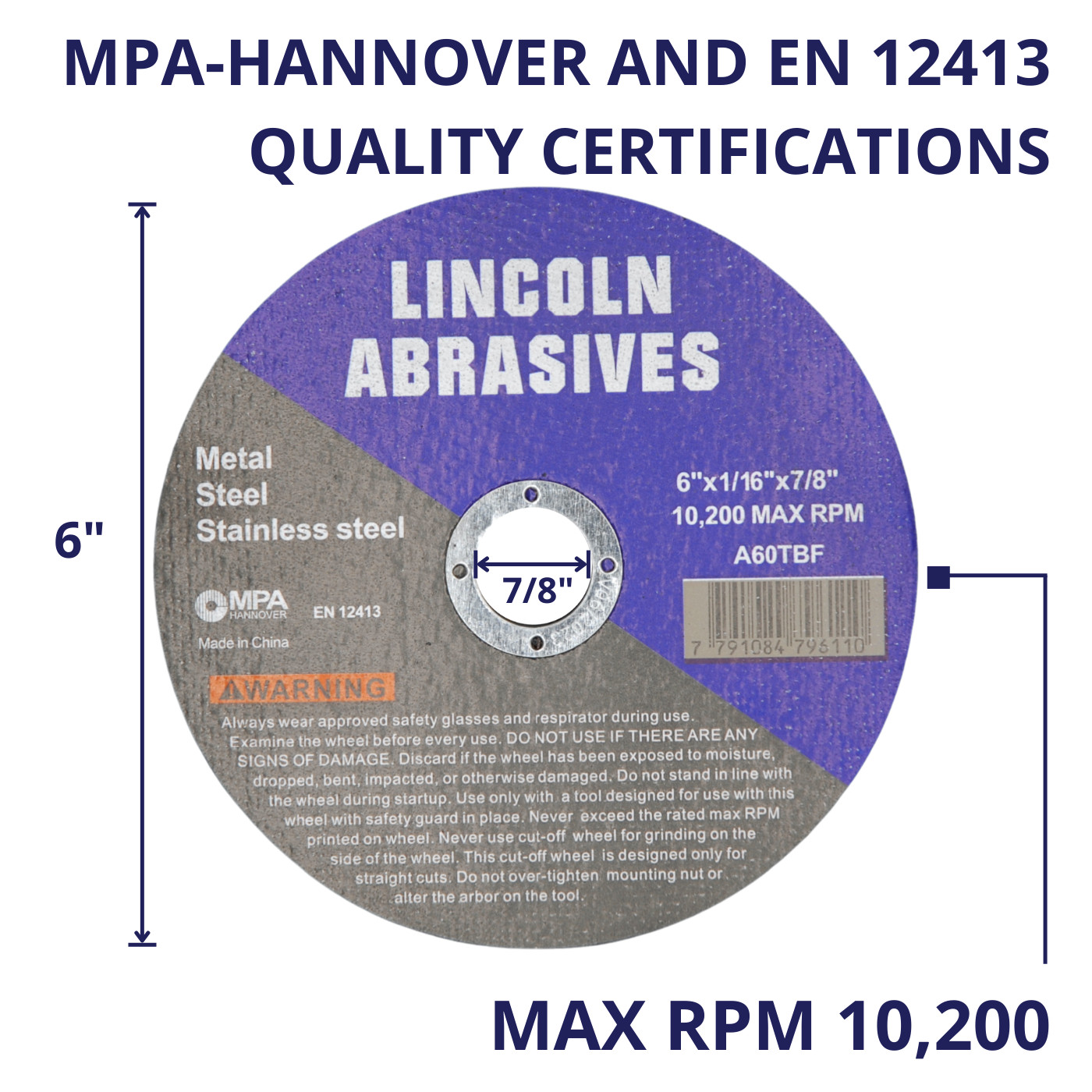 100 Pack 6″ x 1/16″ x 7/8″ Cut-off Wheel Cutting Discs Stainless Steel & Metal