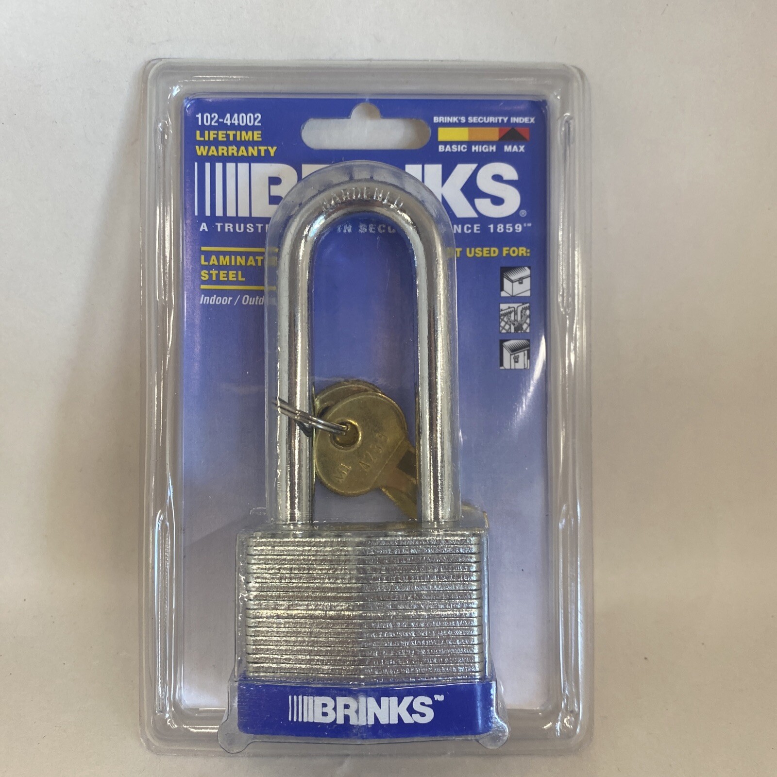 BRINKS 102-44002 Keyed Padlock Steel 44mm High Security, Packaging Varies