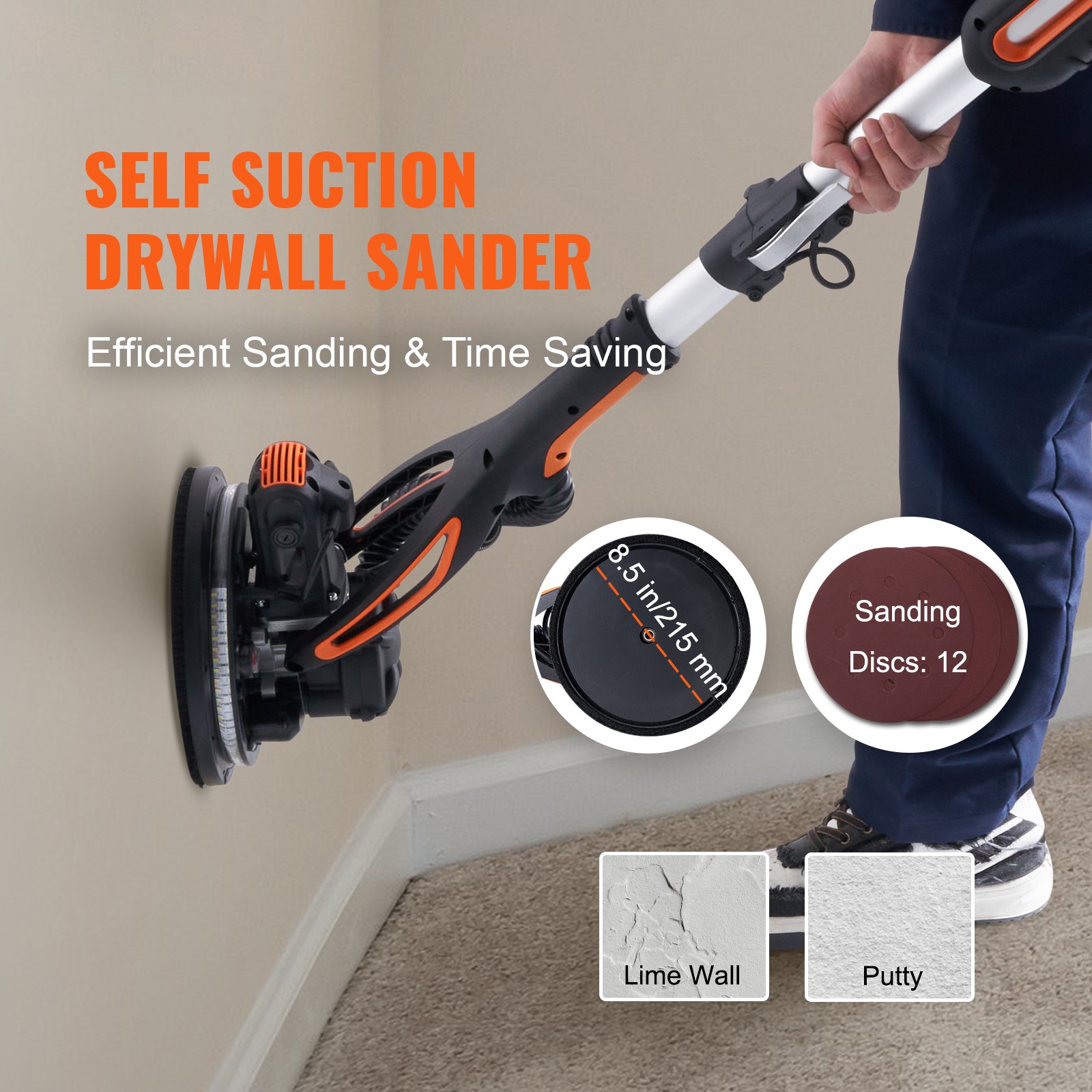 Uimoso 900W Drywall Sander with Adjustable Speed & Self-Suction System
