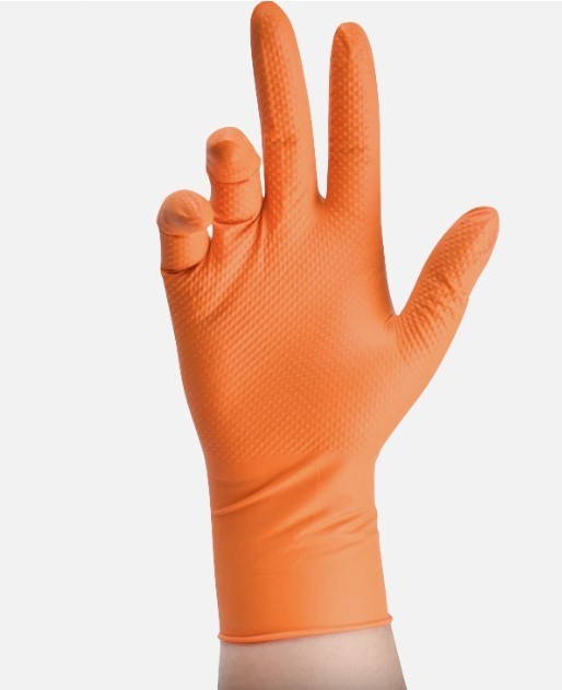SureCare® 8 Mil Diamond Textured Orange Nitrile Sure-Tac Disposable Gloves (500)