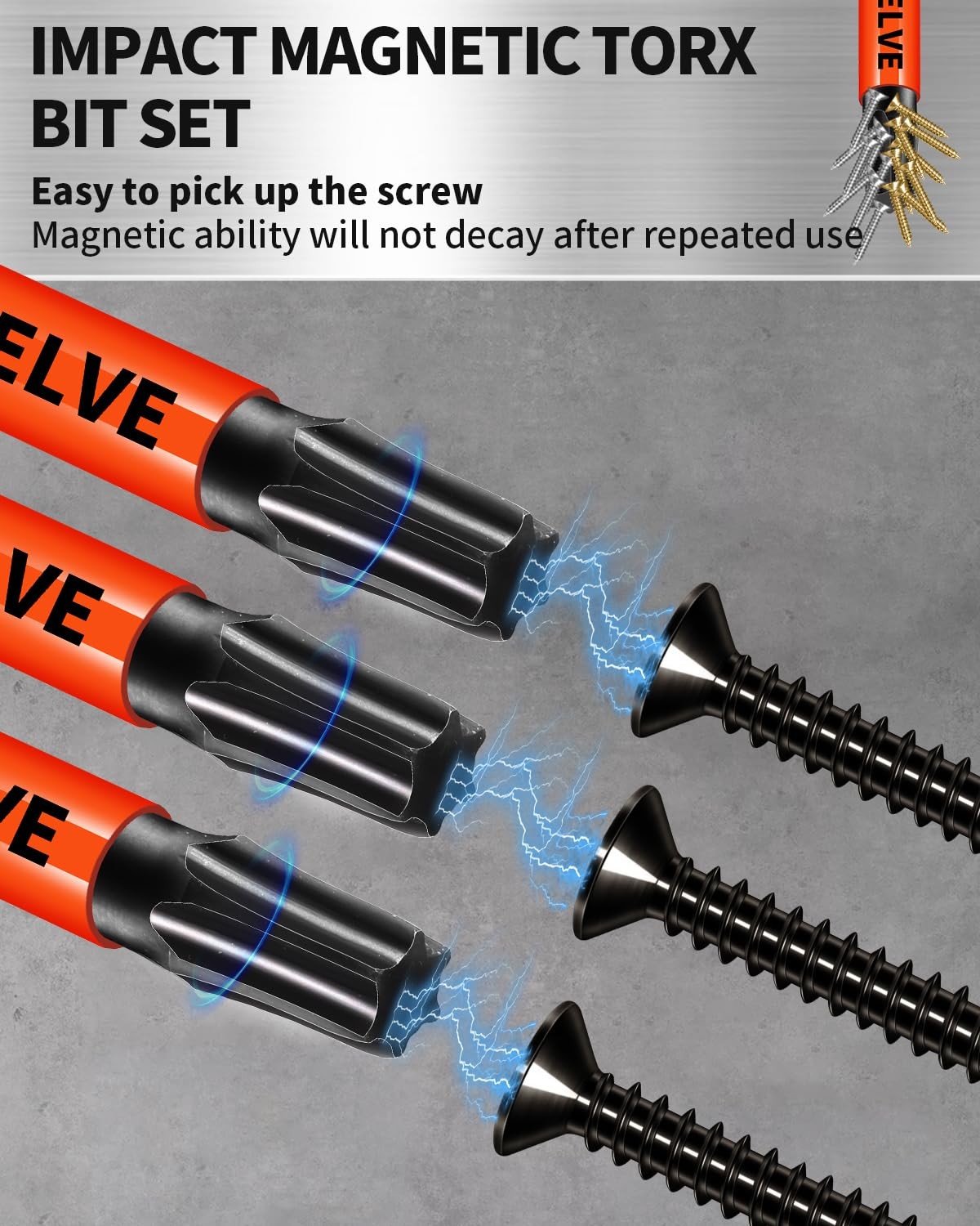DYRECELVE Impact Torx Bit Set T15 T20 T25 T30 10 Pcs T15-T40 Bits, Black