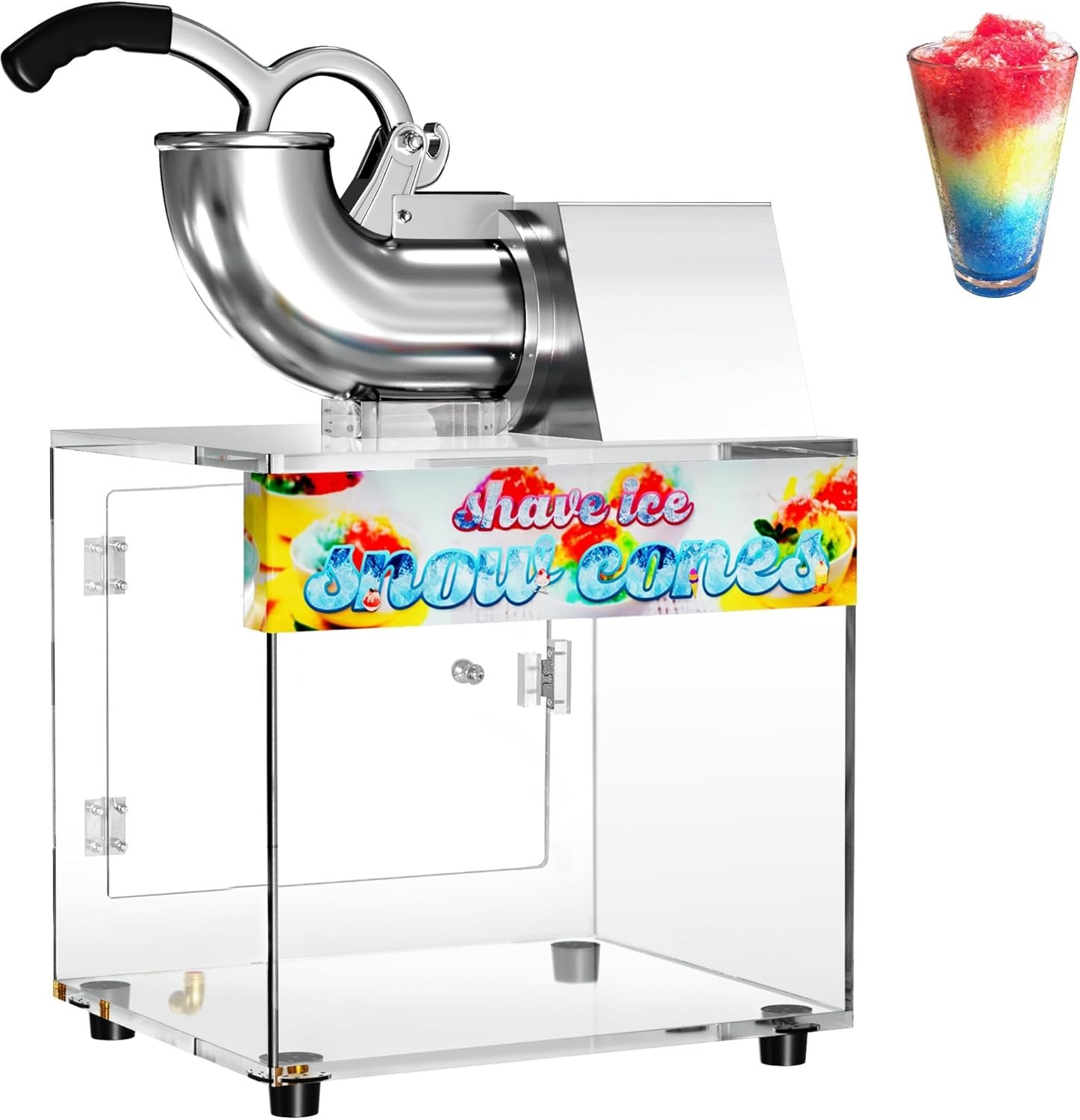 48L Snow Cone Machine, 500LB/H Commercial Shaved Ice Machine for Snow Cones, 30