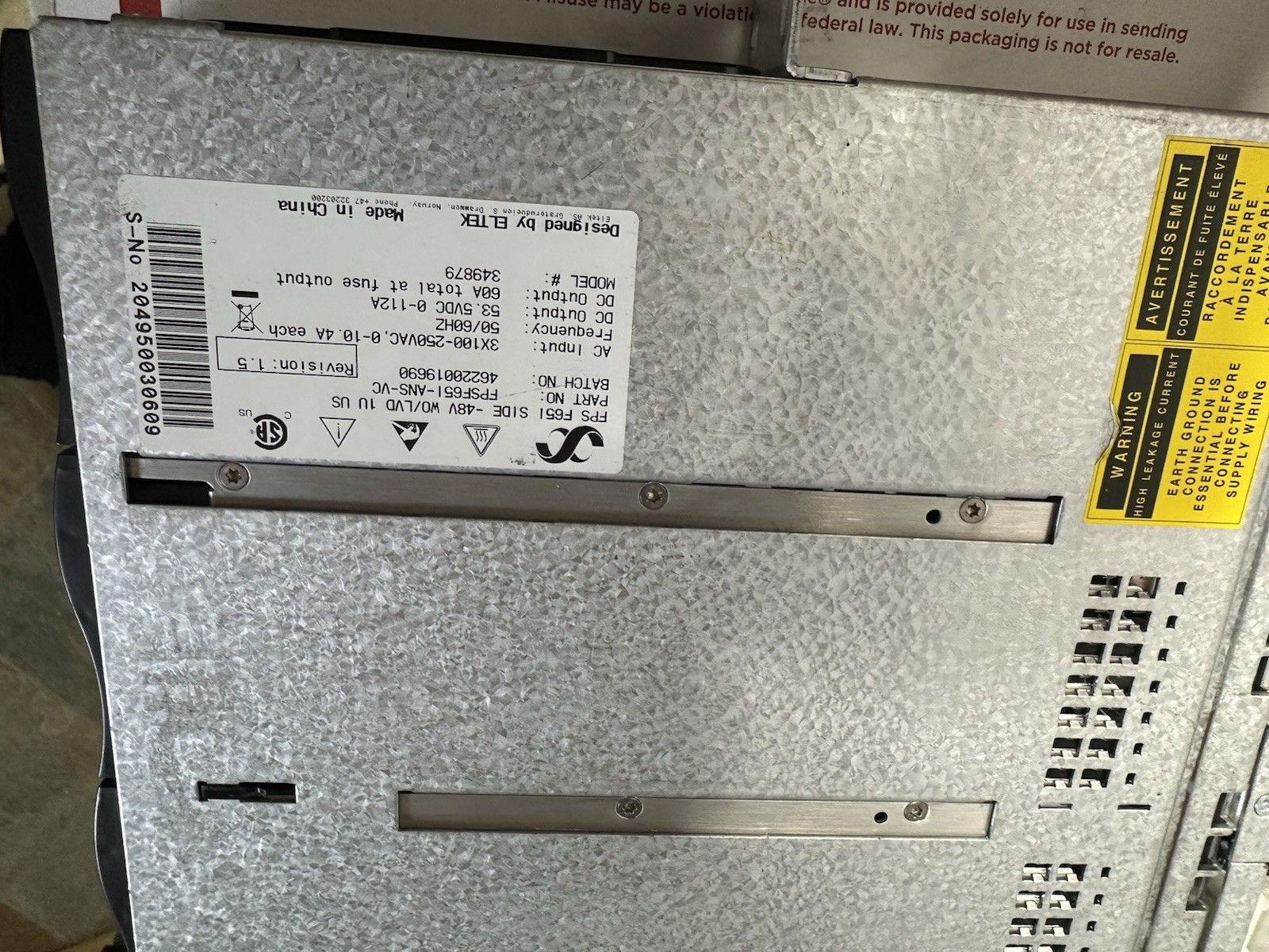 Flatpack S FPSF65I-ANS-VC 48V Basic 1U No LVBD+Controller+(2) 48/1000 HE
