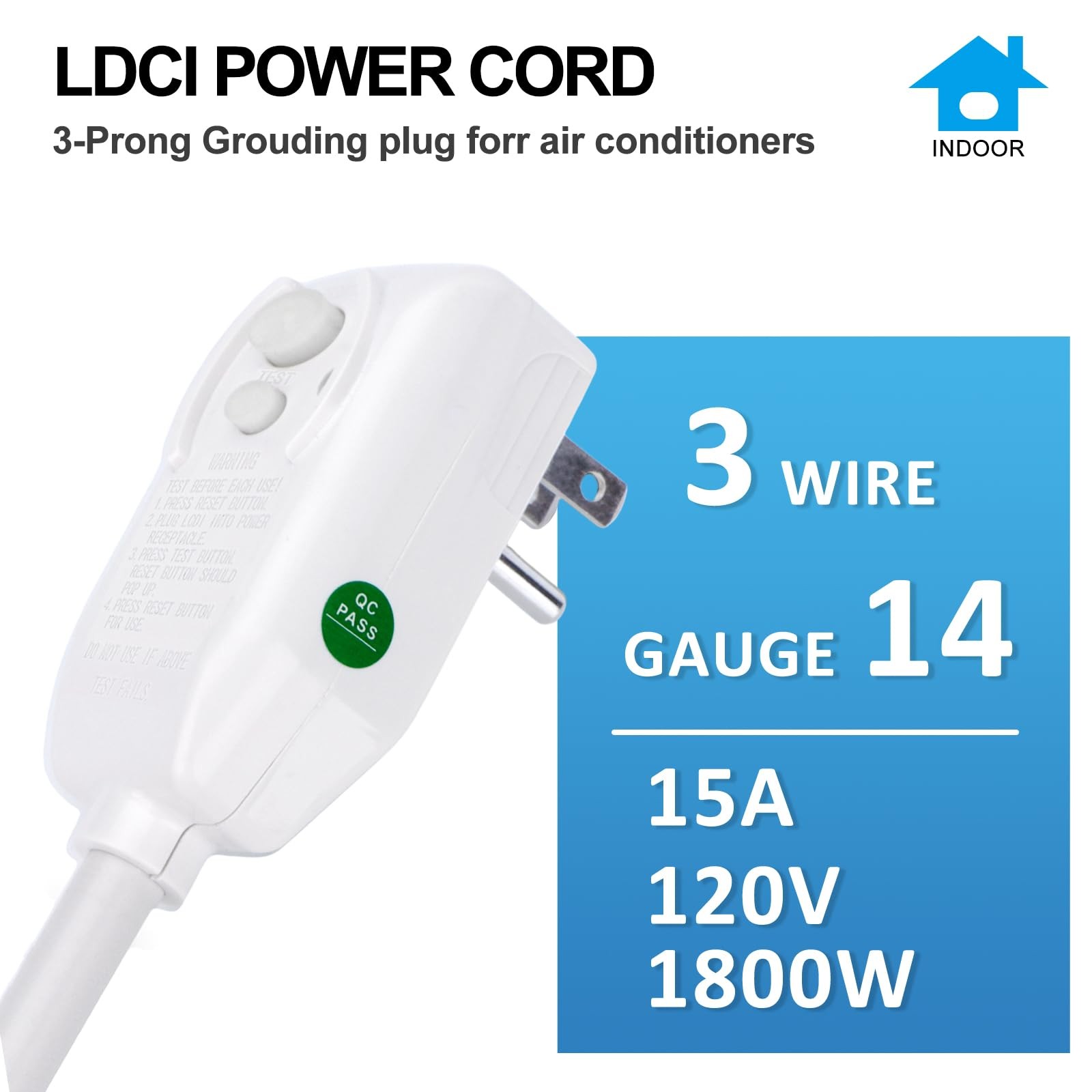 Gpl151 Window Air Conditioner Lcdi Power Cord 515p Plug 120 Vac 15 Amp 1800 Watt