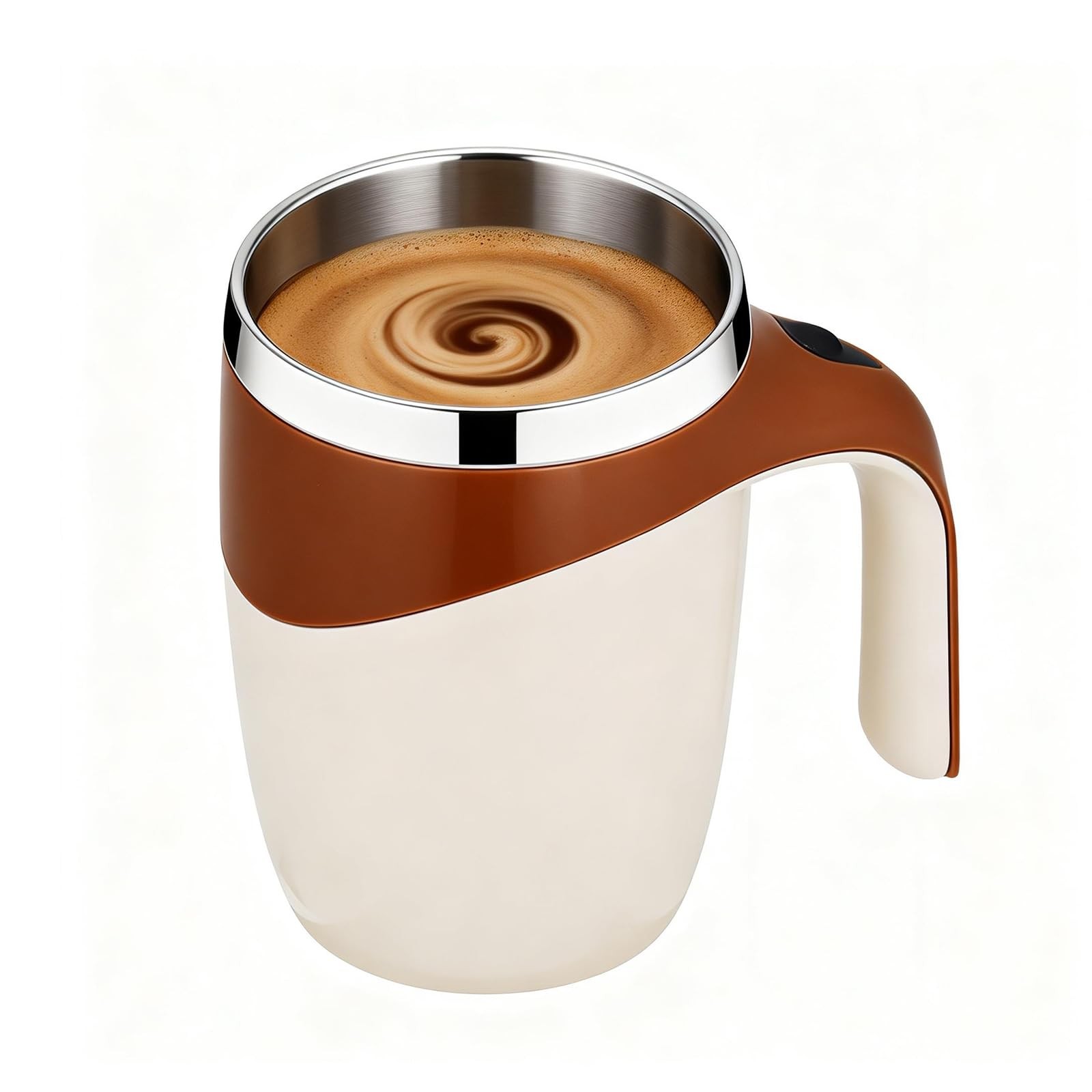FOXNSK Automatic Magnetic Stirring Coffee Mug, 12.8 Ounces, F-battery Brown
