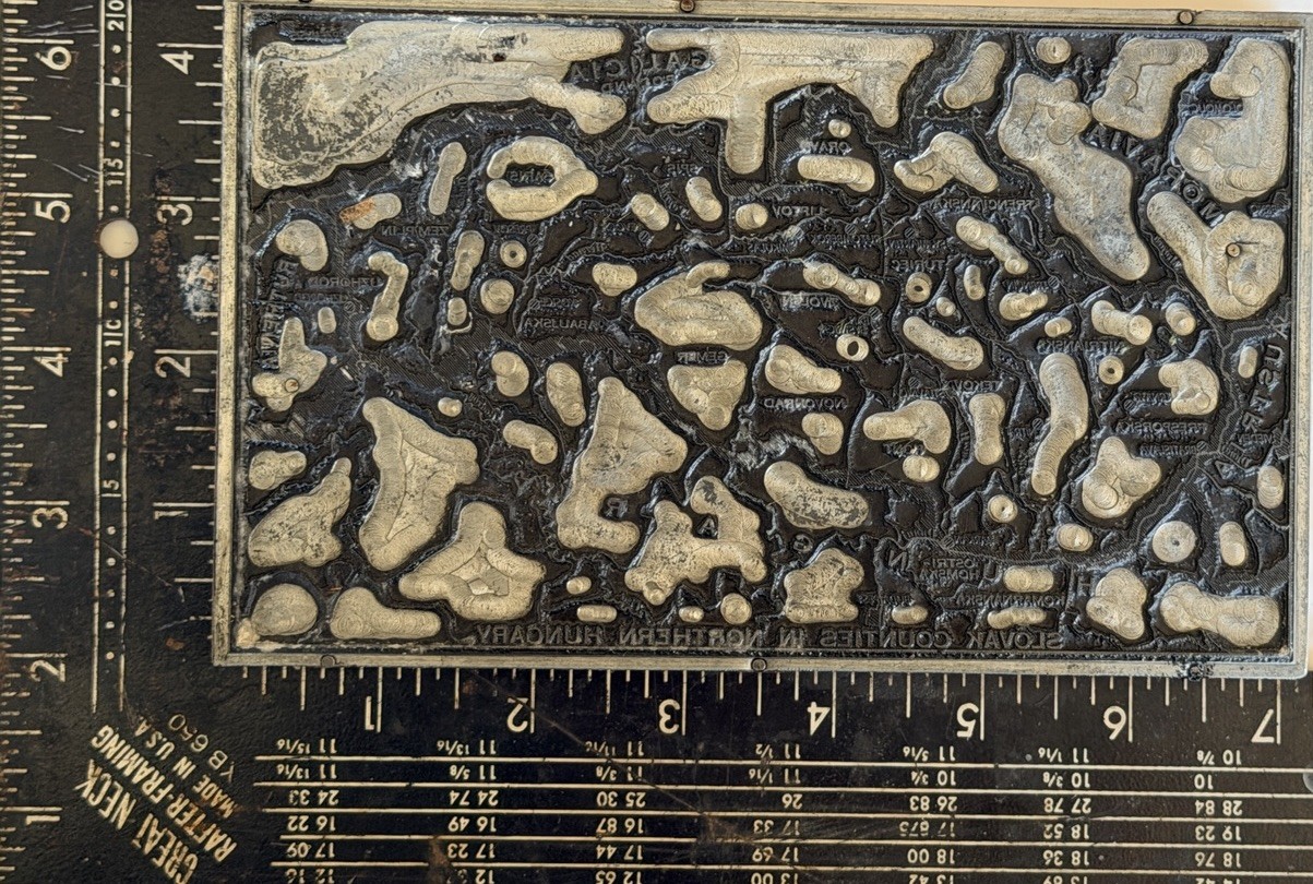 6 Antique Slovak Map Printing Blocks Hungary Slovakia Europe Relief Plates