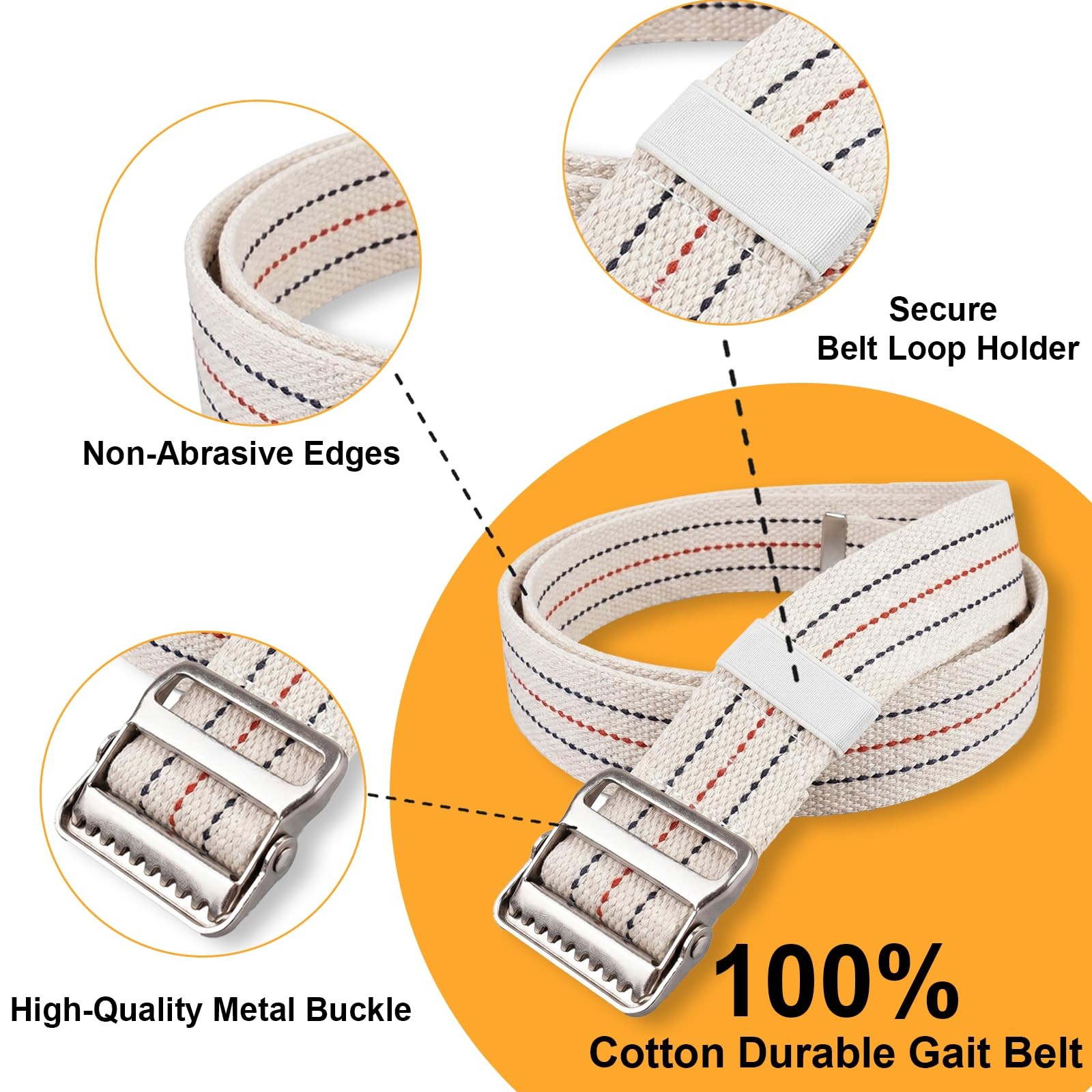 60×2 Inch Gait Belt for Seniors, Gate Belts Medical Elderly, Light Beige