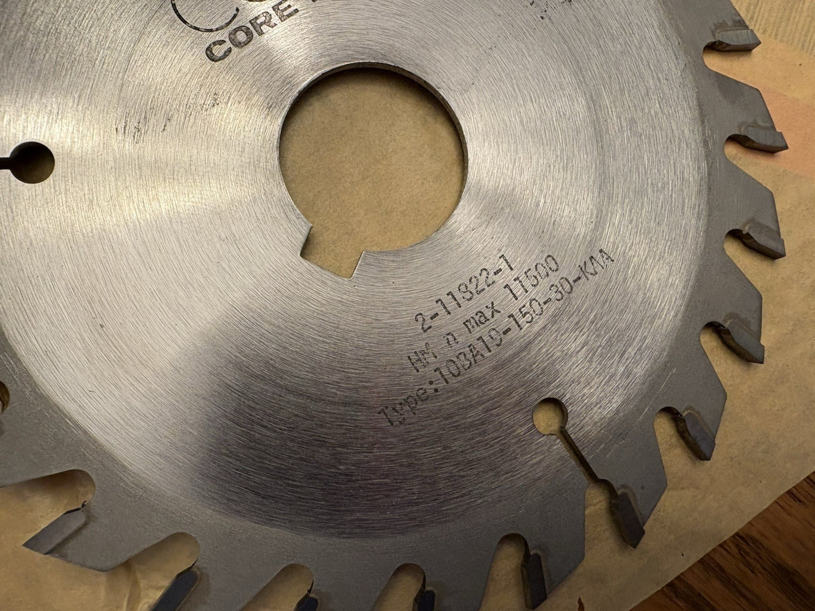 NIB CORE LINK 6″ Dia Saw Blade Type: 10BA19-150-30-KAA HM Max 11500