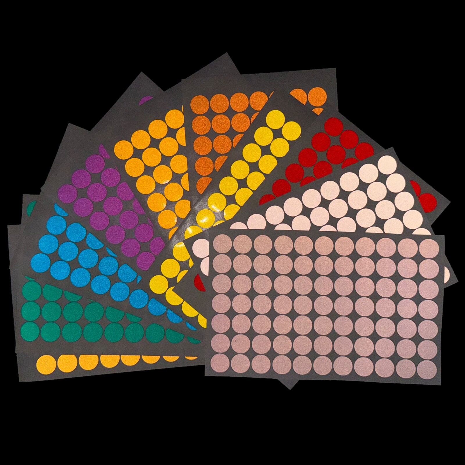 77 Reflective 3/4″ ELG Dots Circles (10 Different Colors) Nikkalite Oralite Safe
