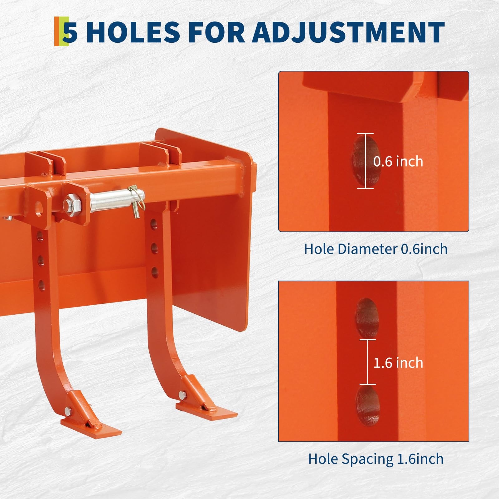 55″ Box Blade Scraper W/ 6 Scarifier Shank For CAT 0 & CAT 1 Tractors, 3 Point