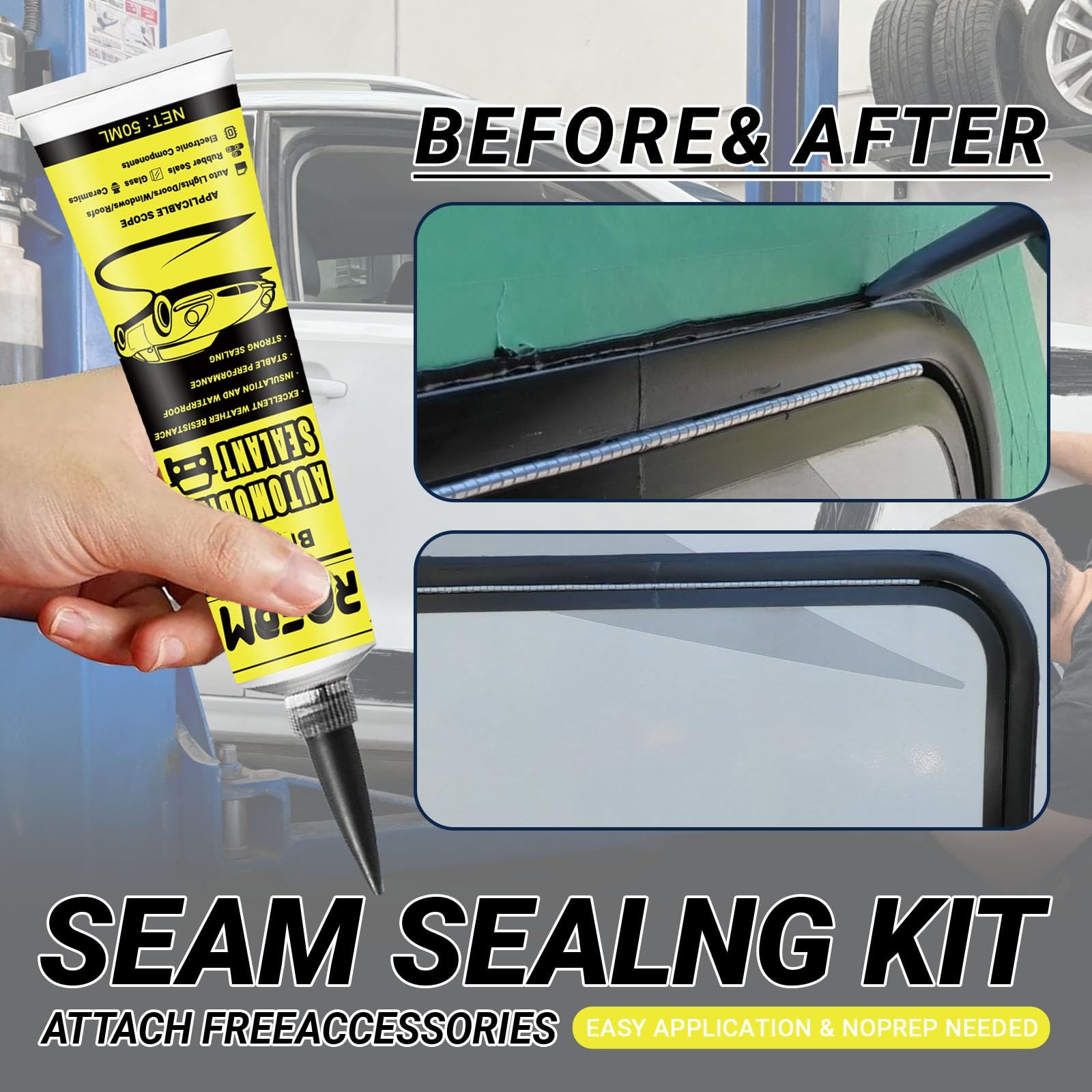 Automotive Adhesive Sealant Black, 100ml Auto Body Glue Heat Resistant, Silic…